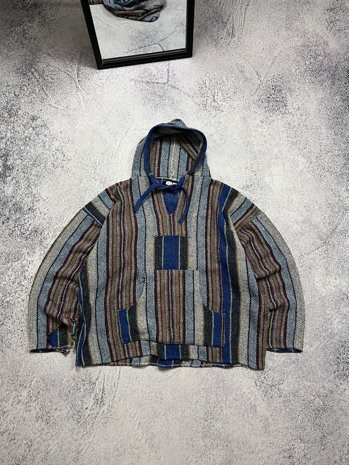 Japanese Brand × Vintage Vintage 90’s Navajo Style Cable Knit Patchwork Hoodie Rare Size US L / EU 52-54 / 3 - 1 Thumbnail