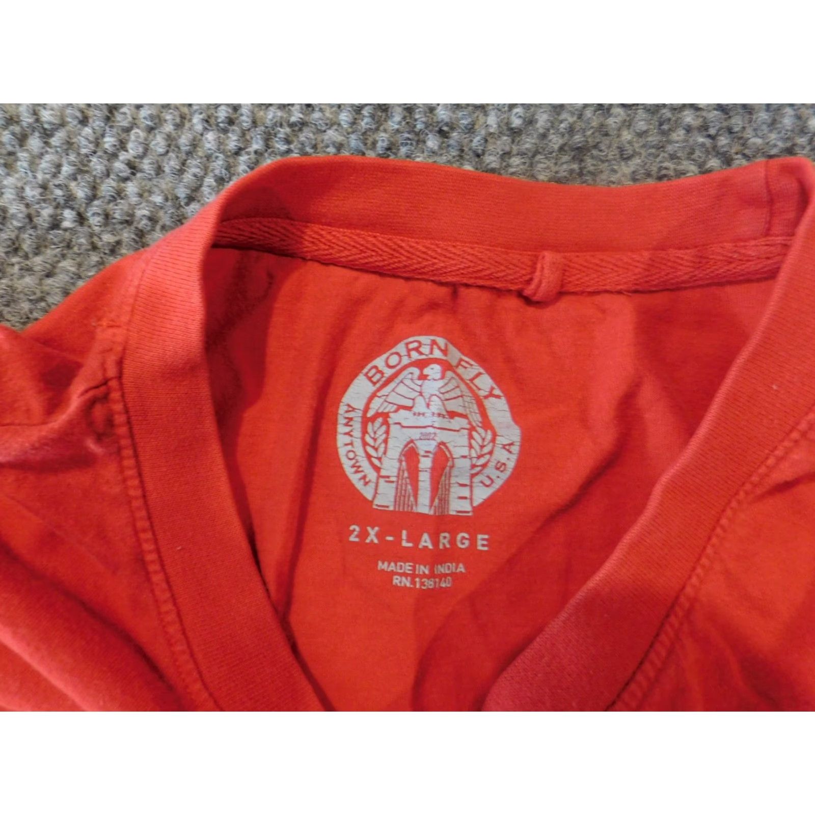 Vintage Born Fly Mens Shirt 2XL Red graphic Eagle T-Shirt Short Sleeve Crew Neck Logo City Vintage? No (But can't add). Size US XXL / EU 58 / 5 - 6 Thumbnail