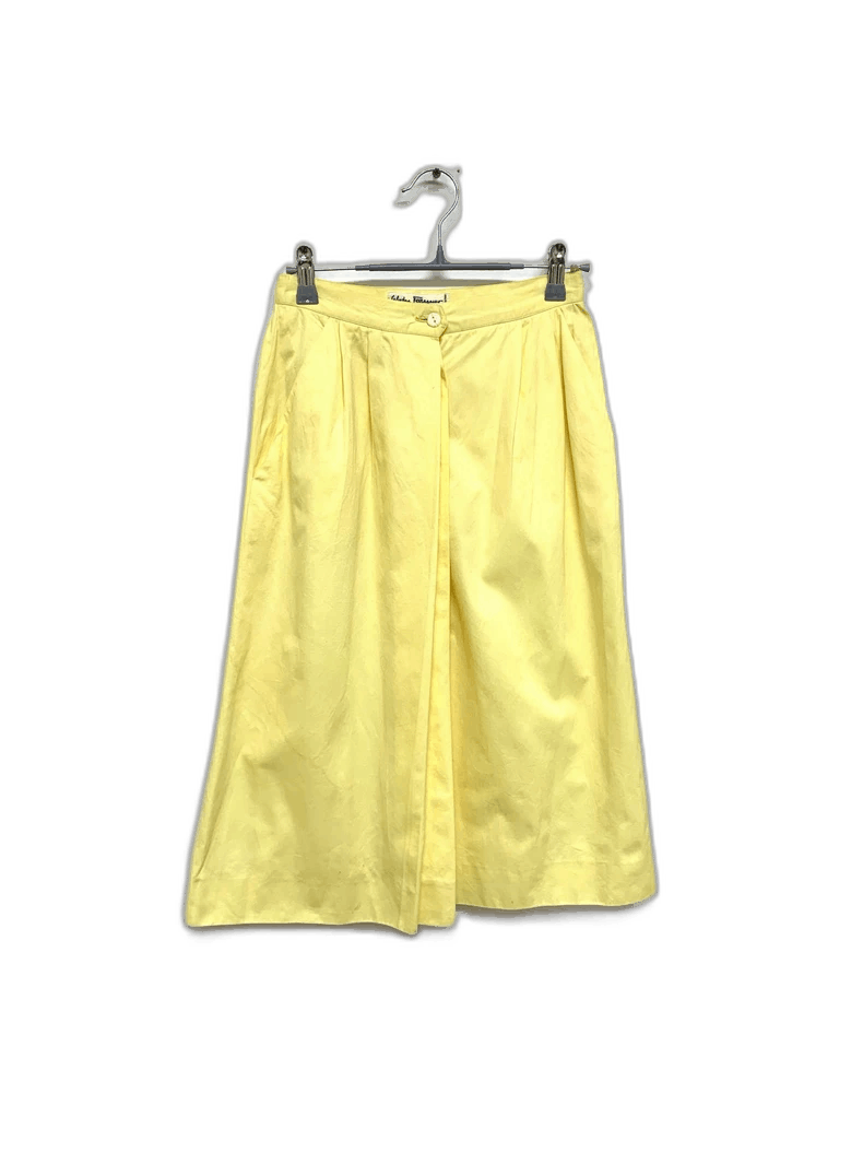 Salvatore Ferragamo Ferragamo Yellow Cotton Skirt Size 40" / US 18 - 1 Thumbnail