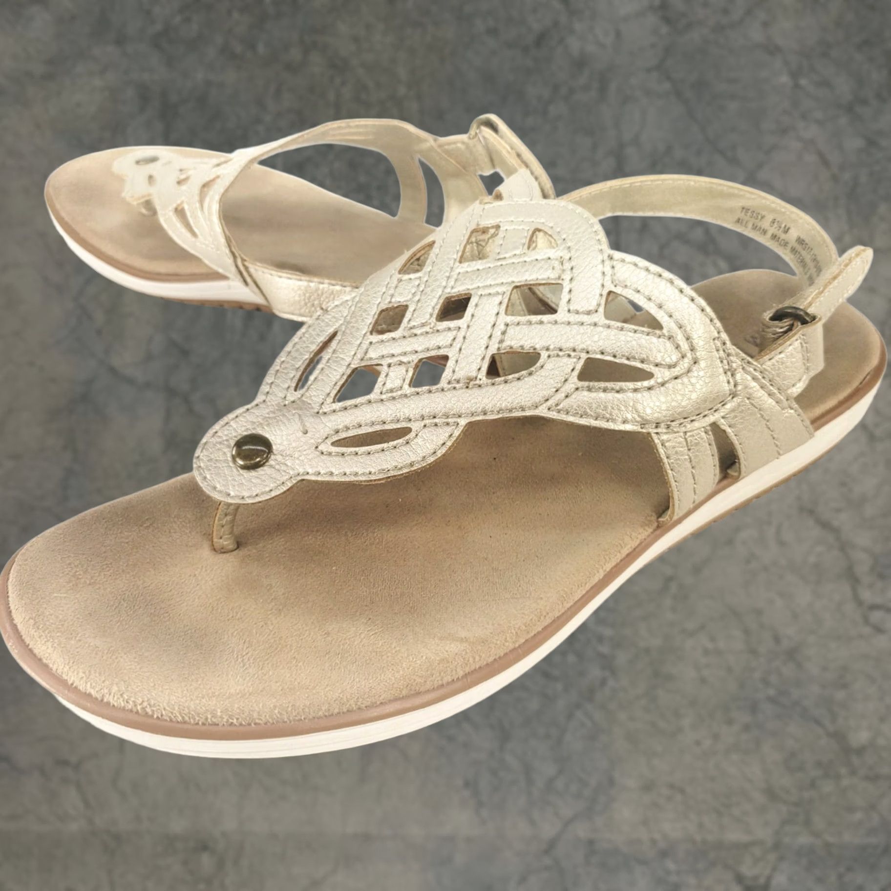 Vintage Kim Rogers Tessy Slingback Flat Sandals Women's 8.5M Light Gold Size US 9 / IT 39 - 1 Thumbnail