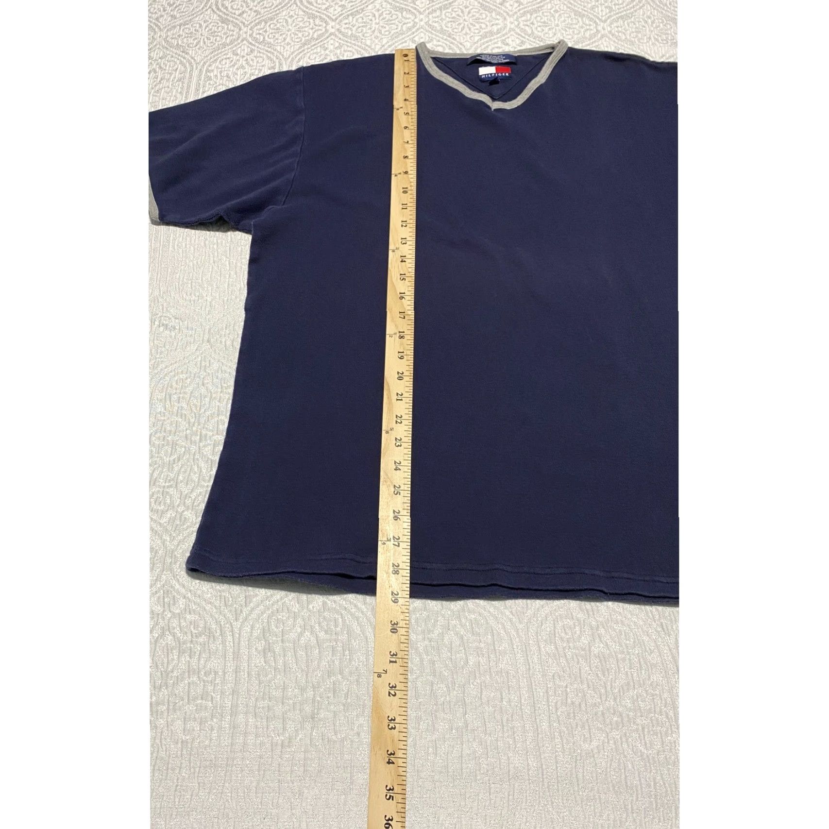 Tommy Hilfiger VINTAGE Tommy Hilfiger Ringer T-Shirt Mens XXL Navy Blue Gray V-Neck Cotton Tee Size US XXL / EU 58 / 5 - 5 Thumbnail