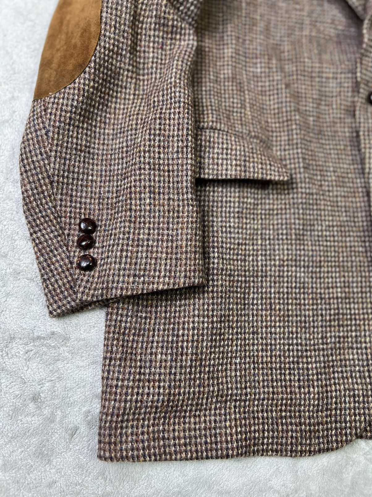 Harris Tweed Harris Tweed Stafford Blazer Brown Houndstooth Elbow Patch Size 46R - 3 Thumbnail
