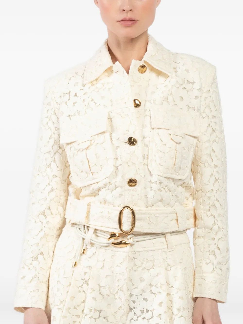 Zimmermann oc11z0226 Cotton-Blend Lace Jacket In Cream Size S / US 4 / IT 40 - 4 Thumbnail