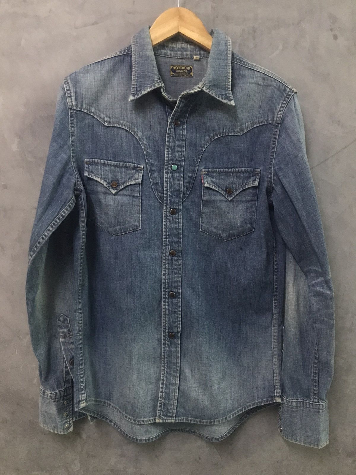 image of Gowest - Indigo Western Shirt Pearl Snap Button in Blue, Men's (Size Medium)