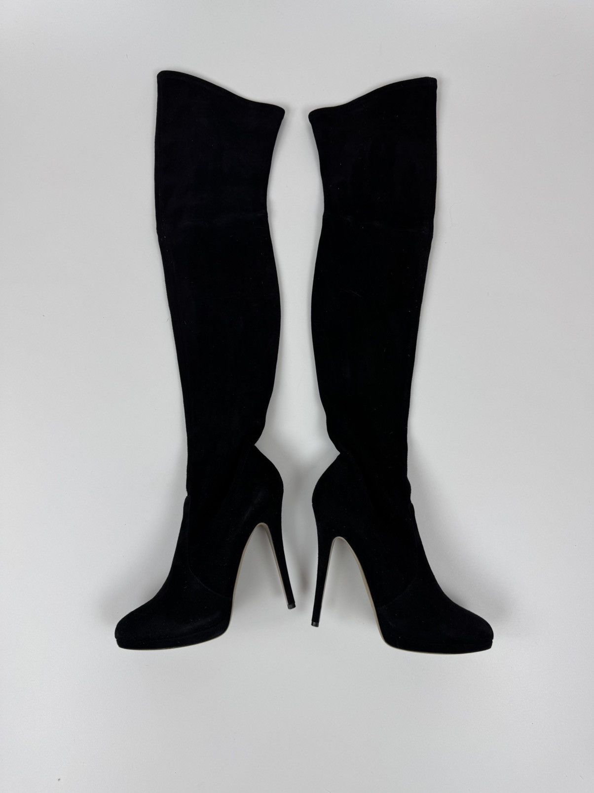CASADEI Suede Over The Knee Boots Stiletto Heels Avant Garde