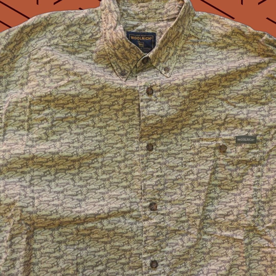 Vintage Woolrich Mens Outdoor Print Short Sleeve Button Up Shirt L Size US L / EU 52-54 / 3 - 1 Thumbnail
