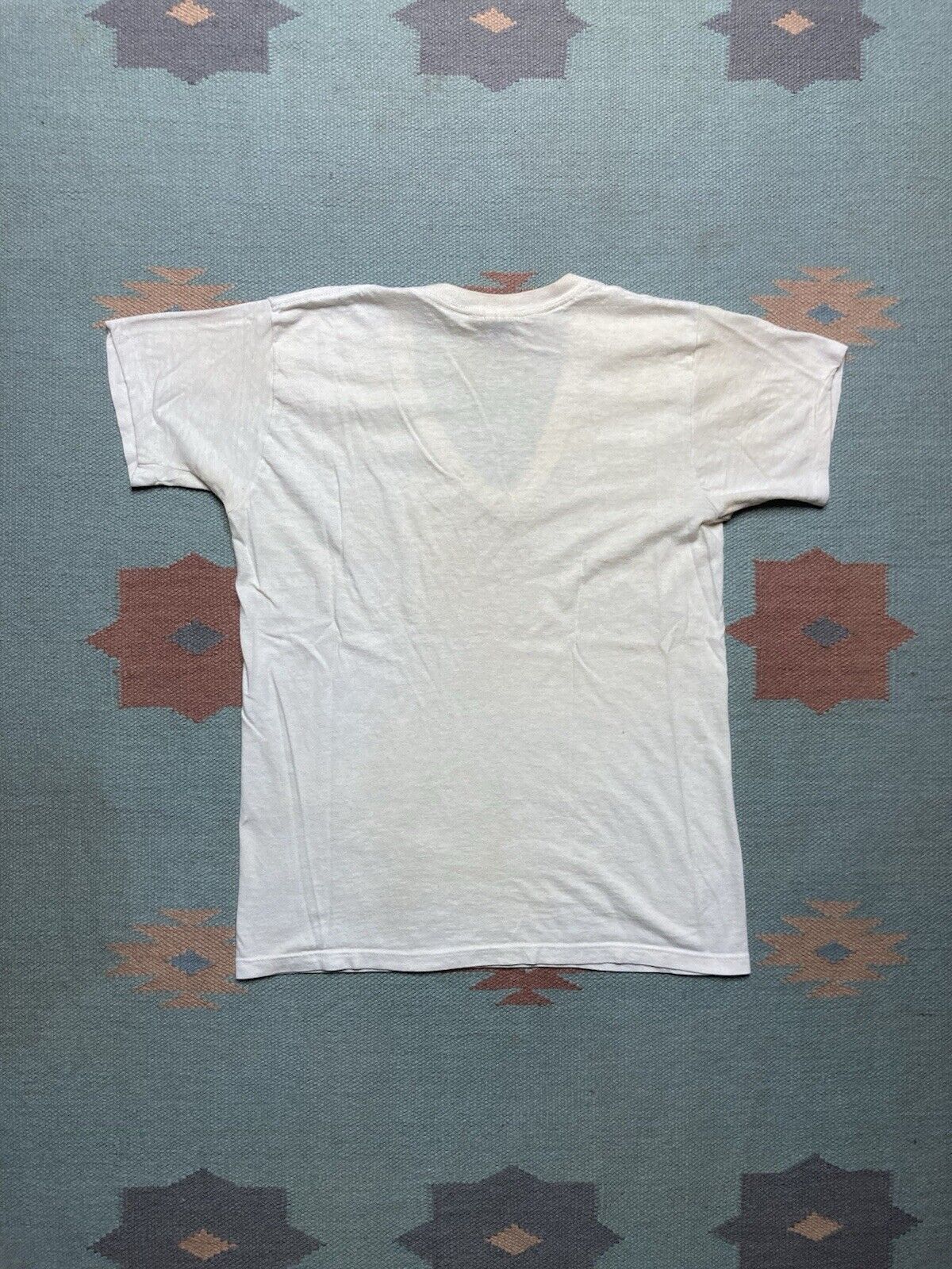 Vintage VTG 70s blank white t shirt v neck cotton thin grunge soft M Size US M / EU 48-50 / 2 - 2 Thumbnail