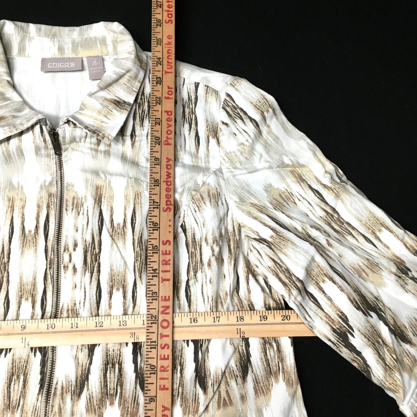 Vintage Chico’s Jacket Women’s Size 2 beige White Floral Long Sleeve Zip Size XS / US 0-2 / IT 36-38 - 4 Thumbnail