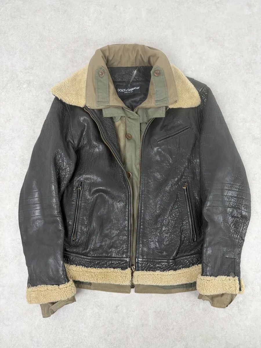 Dolce & Gabbana FW2005 Dolce & Gabbana Heavy Shearling Army Combat Leather Jacket Size US M / EU 48-50 / 2 - 12 Thumbnail