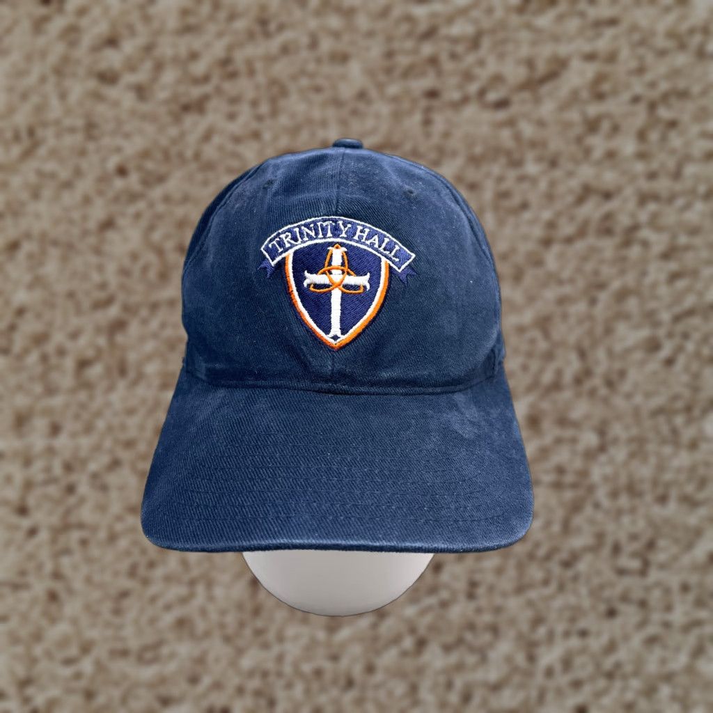 Vintage Yupoong Hat Cap Strap Back Adult One Size Blue Cotton Trinity Hall School Size ONE SIZE - 1 Thumbnail