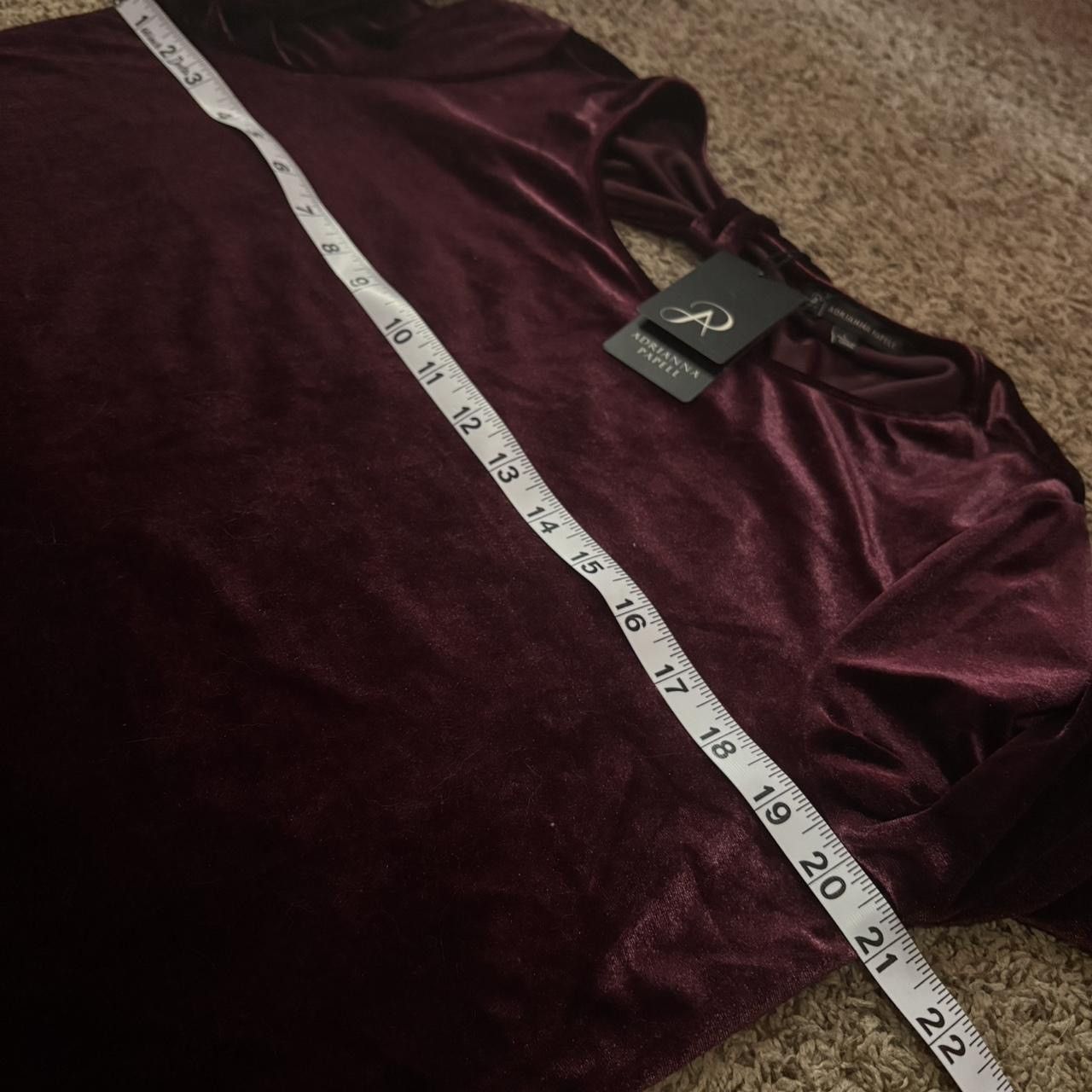 Adrianna Papell NWT Burgundy velvet blouse with a bow design on the back Size L / US 10 / IT 46 - 7 Thumbnail