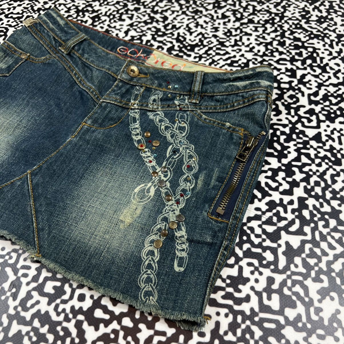 Ecko Unltd. Vintage Y2K Ecko Red Unlimeted Chain Logo Denim Mini Skirt Size 28" / US 6 / IT 42 - 8 Thumbnail