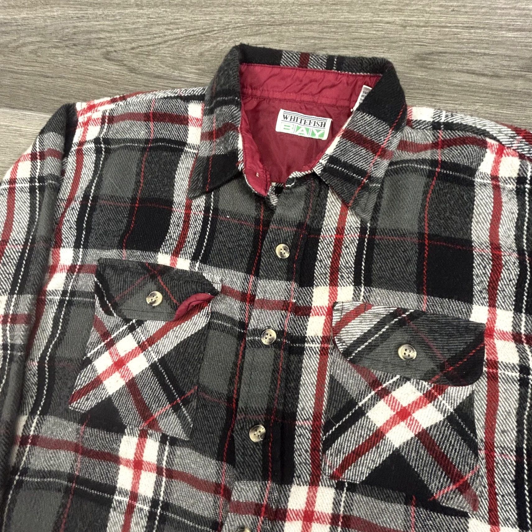Vintage VINTAGE Whitefish Bay Shirt Jacket Mens XL Plaid Lined Flannel Black Red 80s 90s Size US XL / EU 56 / 4 - 5 Thumbnail