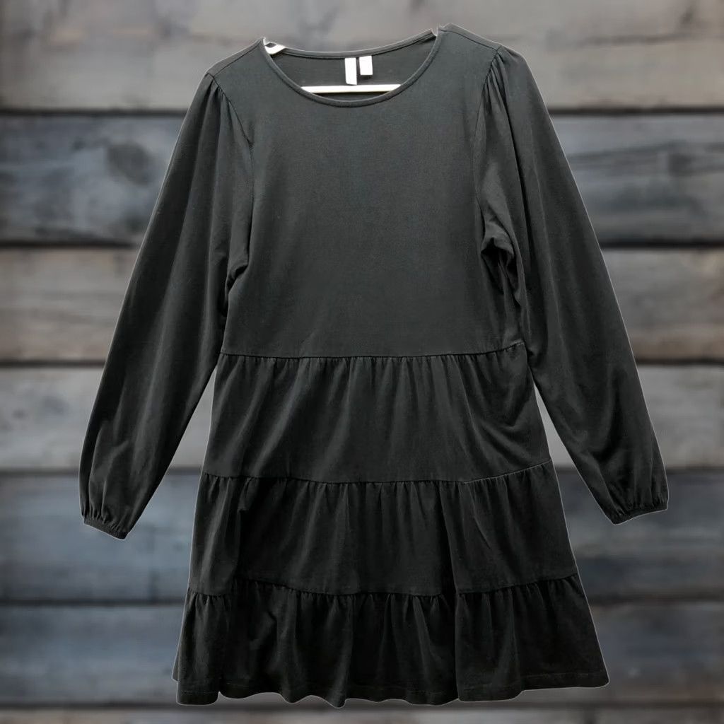 Asos ASOS Long Sleeve Tiered T Shirt Dress Size 8 Black Mini A-Line Cotton Crewneck Womens Shirts Dress Cap Sleeve? Size M / US 6-8 / IT 42-44 - 1 Thumbnail