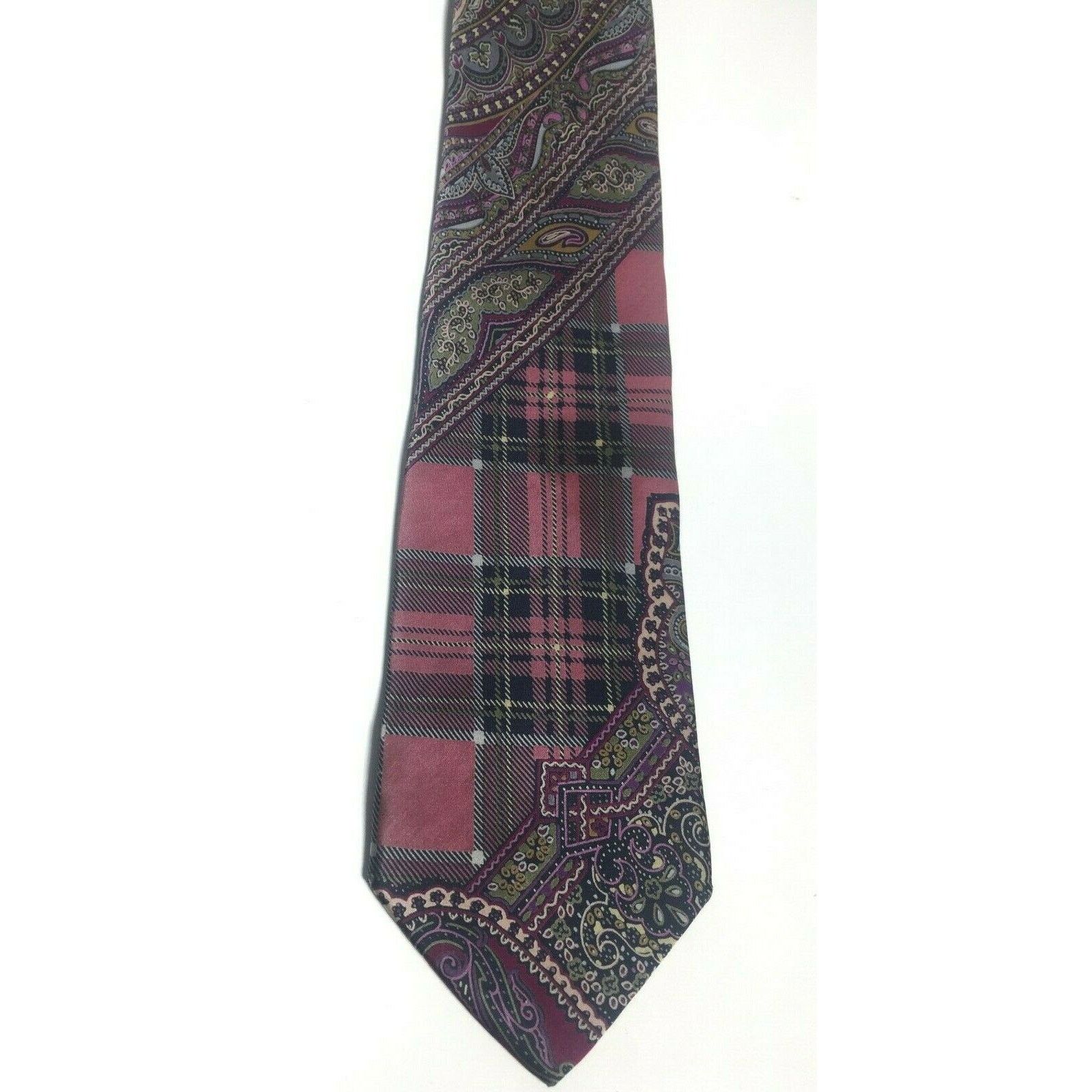 Brioni Brioni Roma Mens Italy Woven Pink Abstract 100% Silk Necktie Size ONE SIZE - 4 Thumbnail