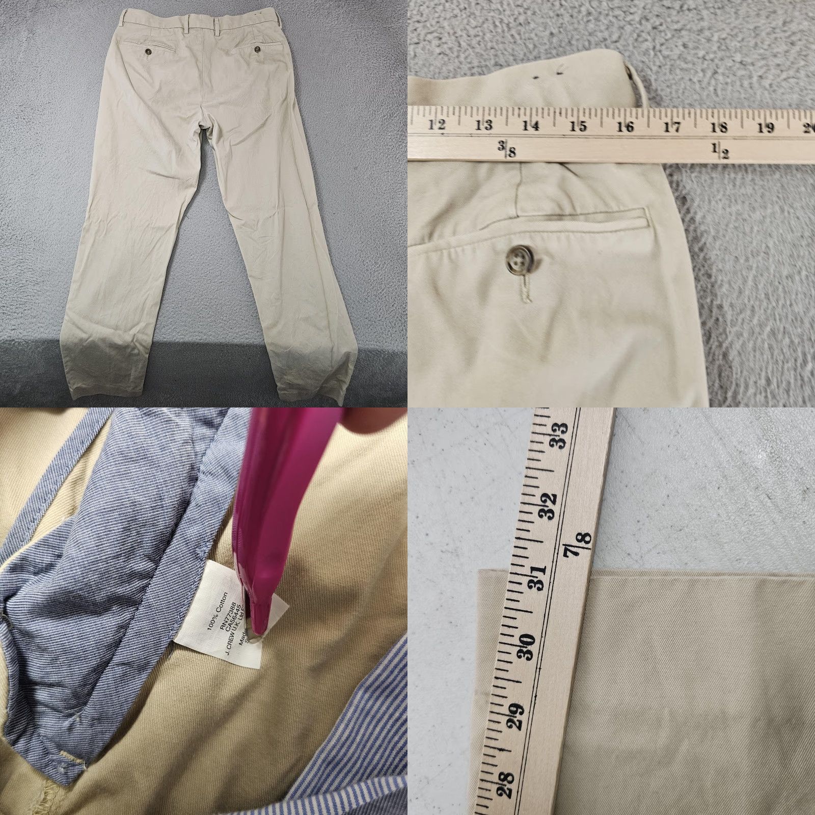 J.Crew J.Crew Bowery Chino Pants Mens 32x32 Beige Slim Fit Cotton Flat Front Casual Size US 32 / EU 48 - 8 Thumbnail