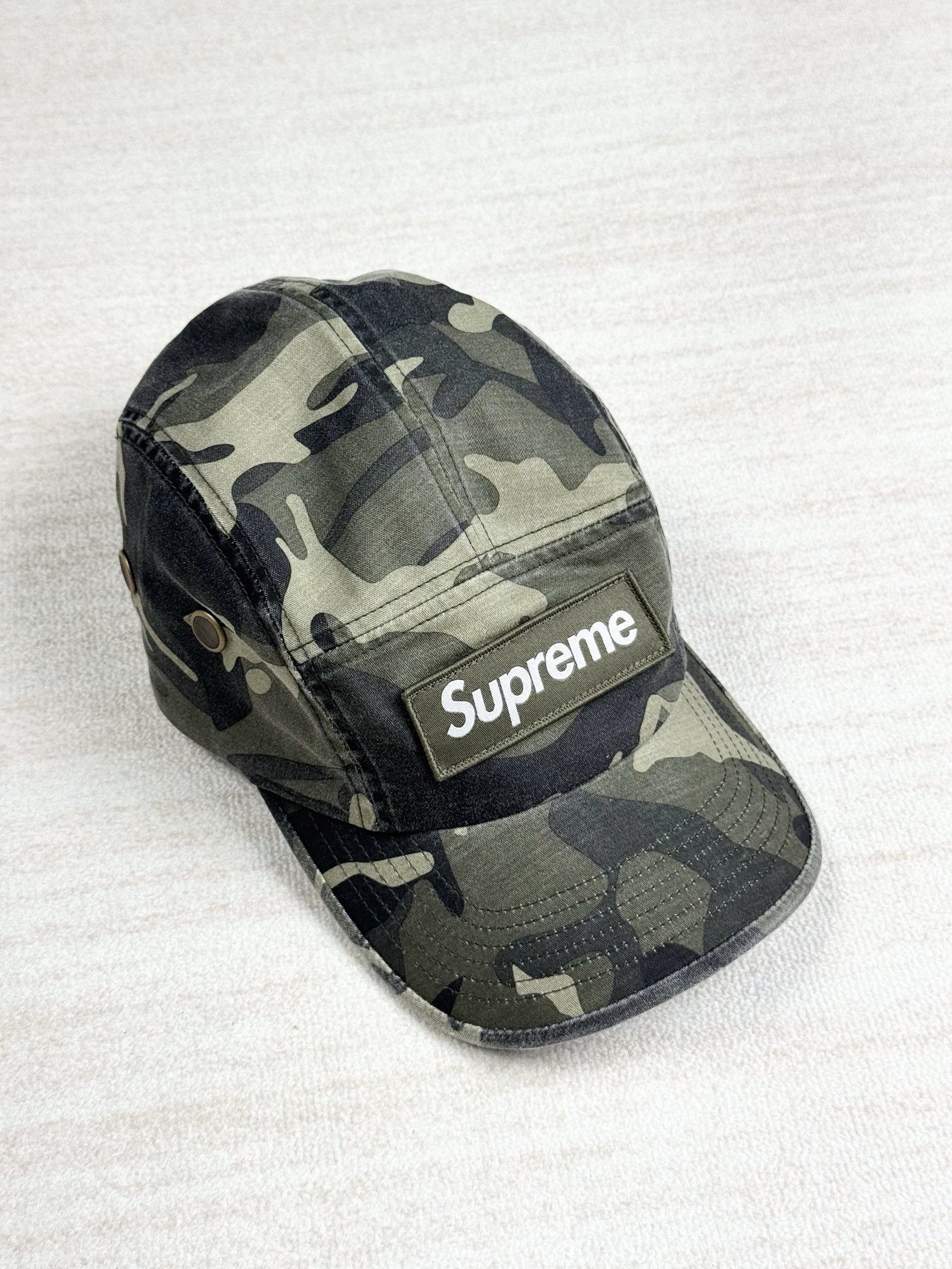 Supreme Supreme Olive Camo Canvas Military Box Logo Hat Camp