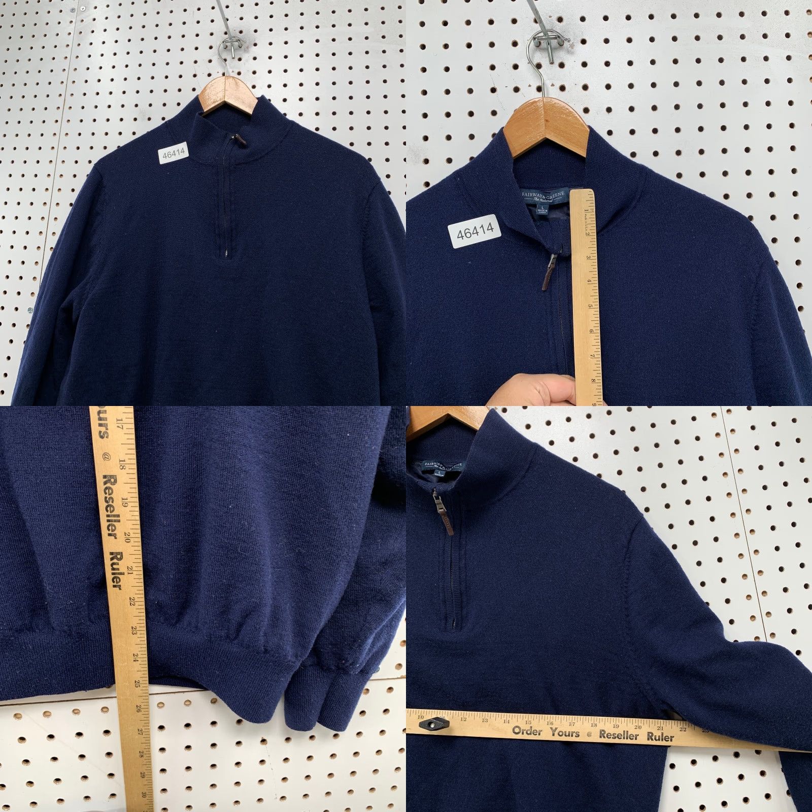 Vintage Fairway & Greene Sweater Mens Large Blue 100% Merino Wool Knit Mock Neck Pullover Winter Casual Golf MENS Size US L / EU 52-54 / 3 - 8 Thumbnail