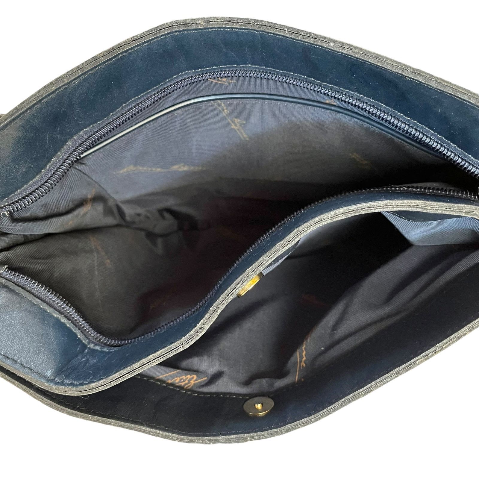 Etienne Aigner × Vintage Etienne Aigner Woven Straw Navy Blue Leather Shoulder Bag Size ONE SIZE - 4 Thumbnail