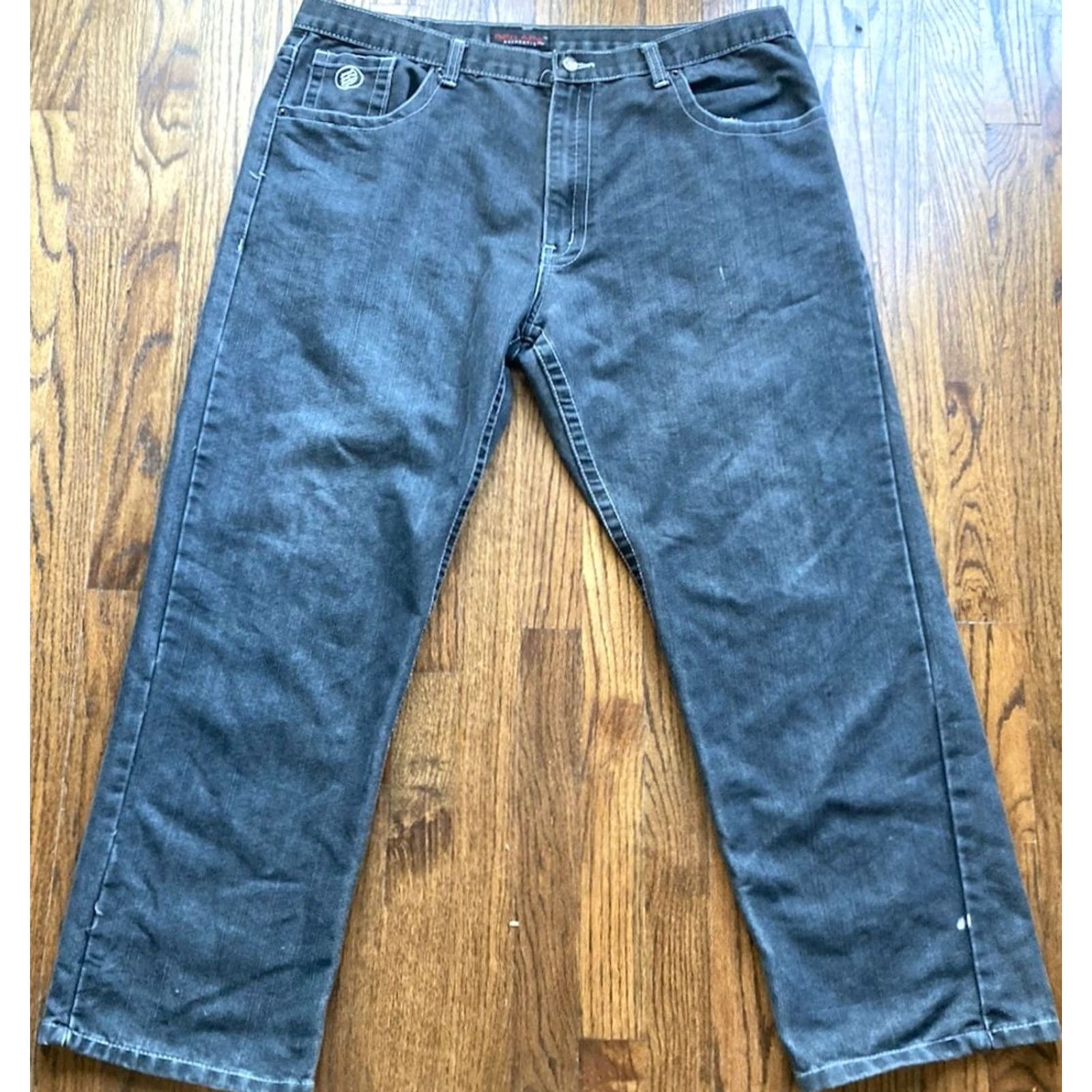 Vintage VINTAGE Red Ape Jeans Mens 40x30 Black Embroidered 5-Pocket Grunge Hip Hop Wide-Leg Y2K Skater Jeans Mens Size US 40 / EU 56 - 4 Thumbnail