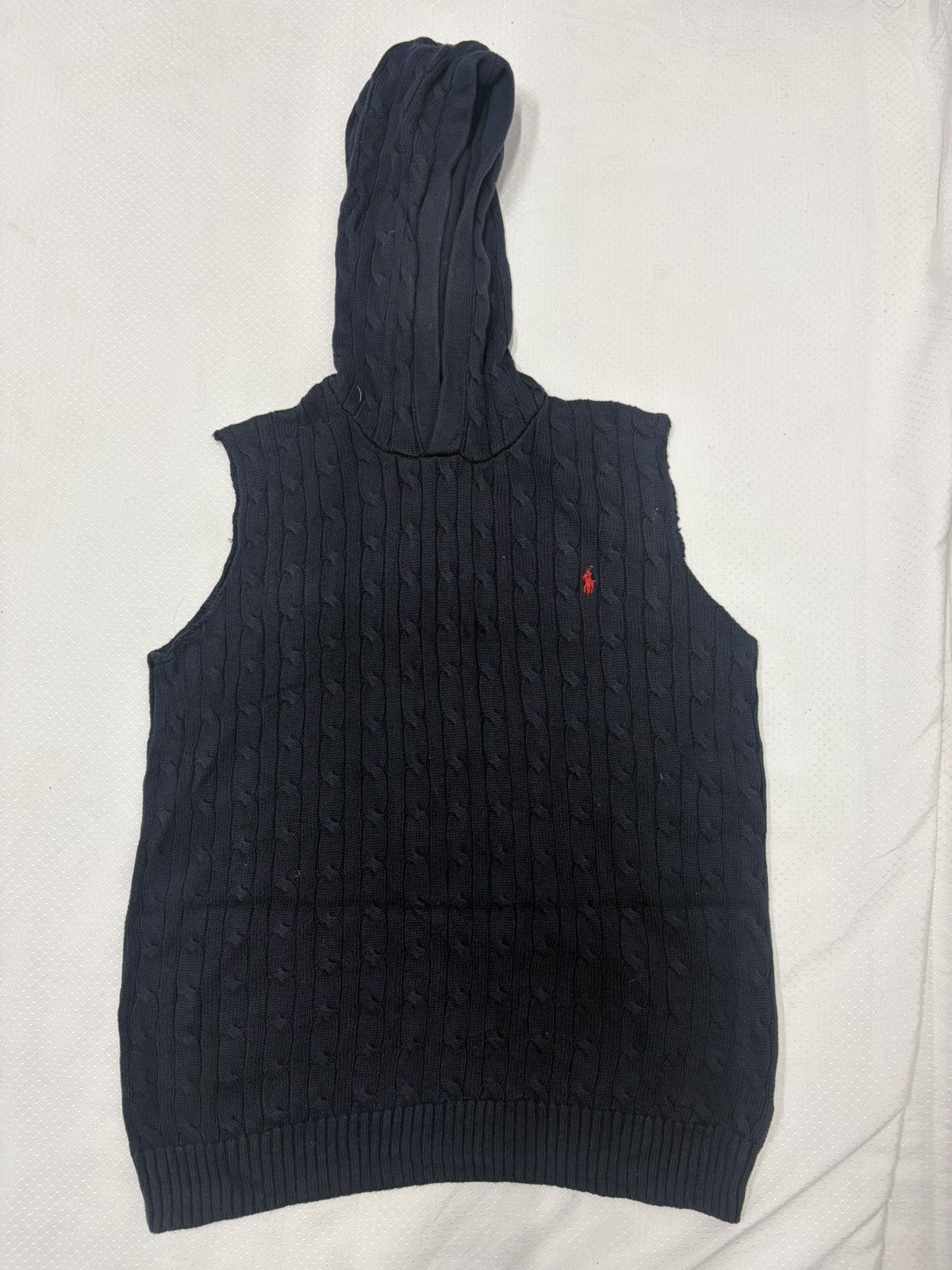 Polo Ralph Lauren Polo Ralph Lauren Cable Knit Hooded Vest- Navy Blue/Red Pony Size US XL / EU 56 / 4 - 2 Thumbnail