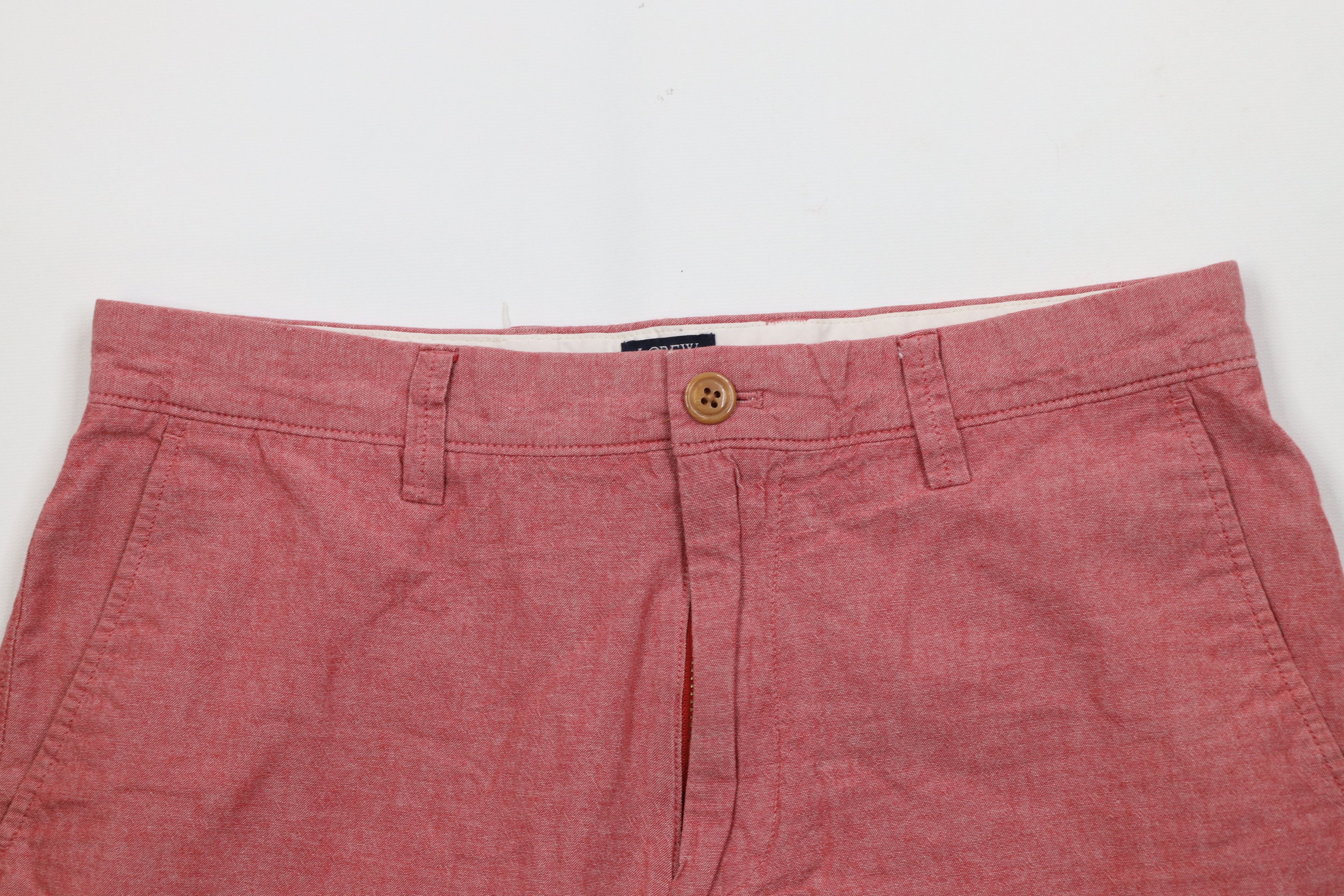 J.Crew J Crew Rivington Chambray Above Knee Chino Shorts Red Cotton Size US 31 - 2 Thumbnail