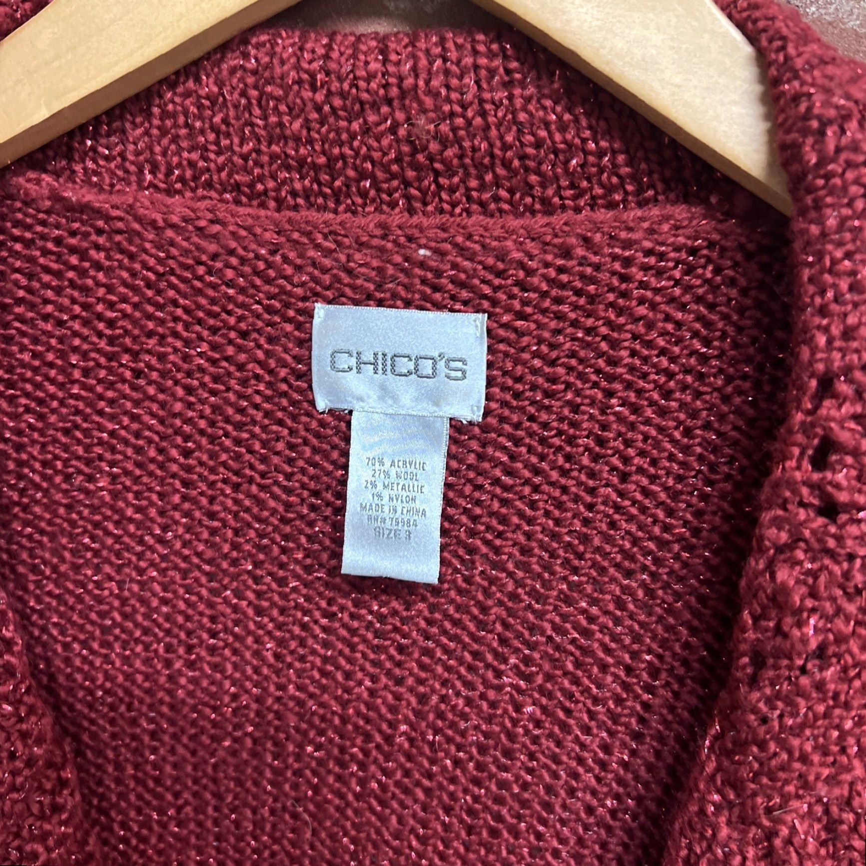 Vintage Chicos Women's Red Wool Blend Tie Front Duster Sweater Size 3 Cardigan Wool Blend Red Women's Size 3 Size XS / US 0-2 / IT 36-38 - 2 Thumbnail