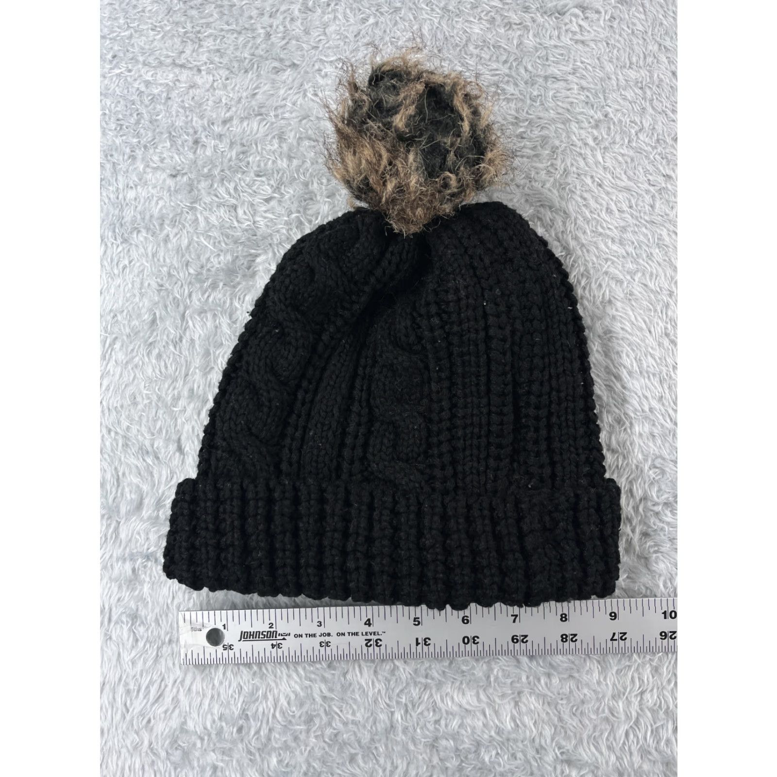 Sunray Sportswear Jackson Hole Beanie Womens One Size Black Cable Knit Acrylic Lined Pom Size ONE SIZE - 4 Thumbnail