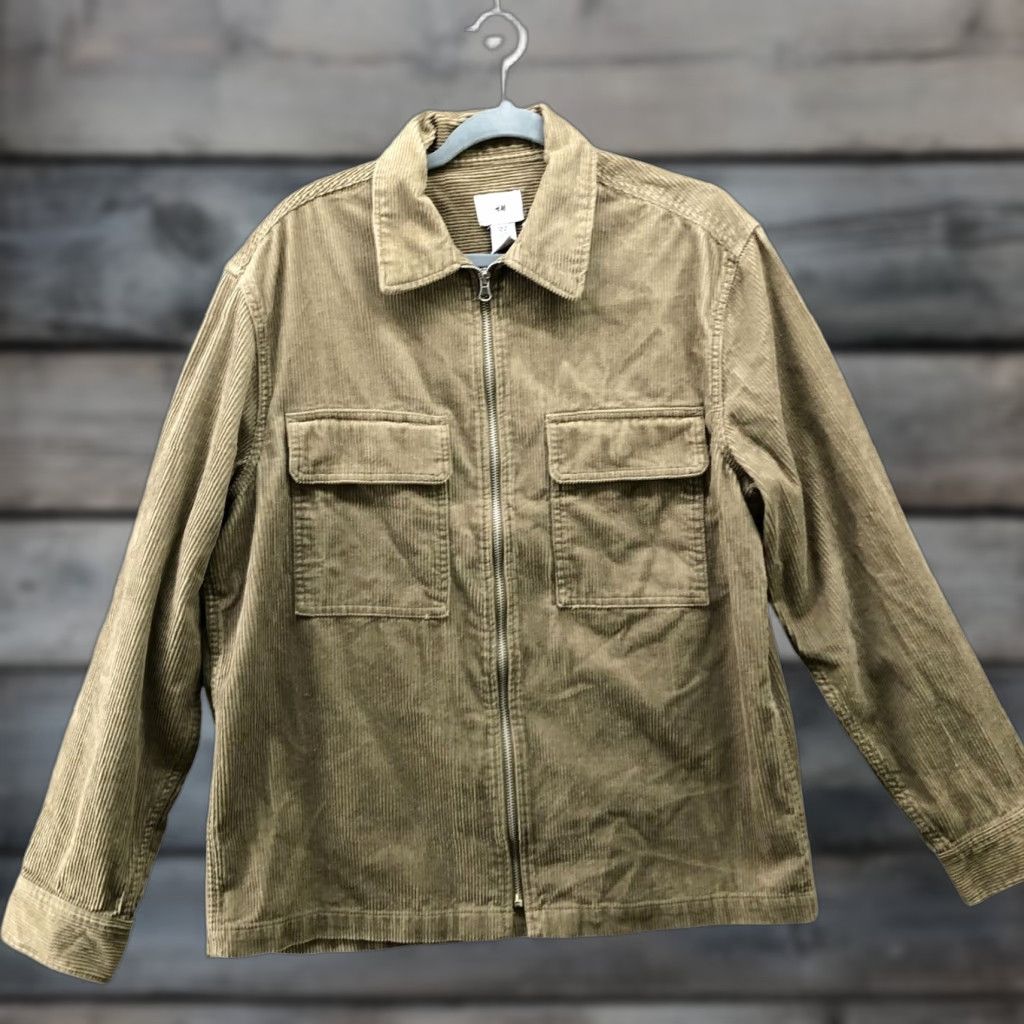 VINTAGE H&M Corduroy Jacket Mens M Brown Zip Collared Outdoor Workwear