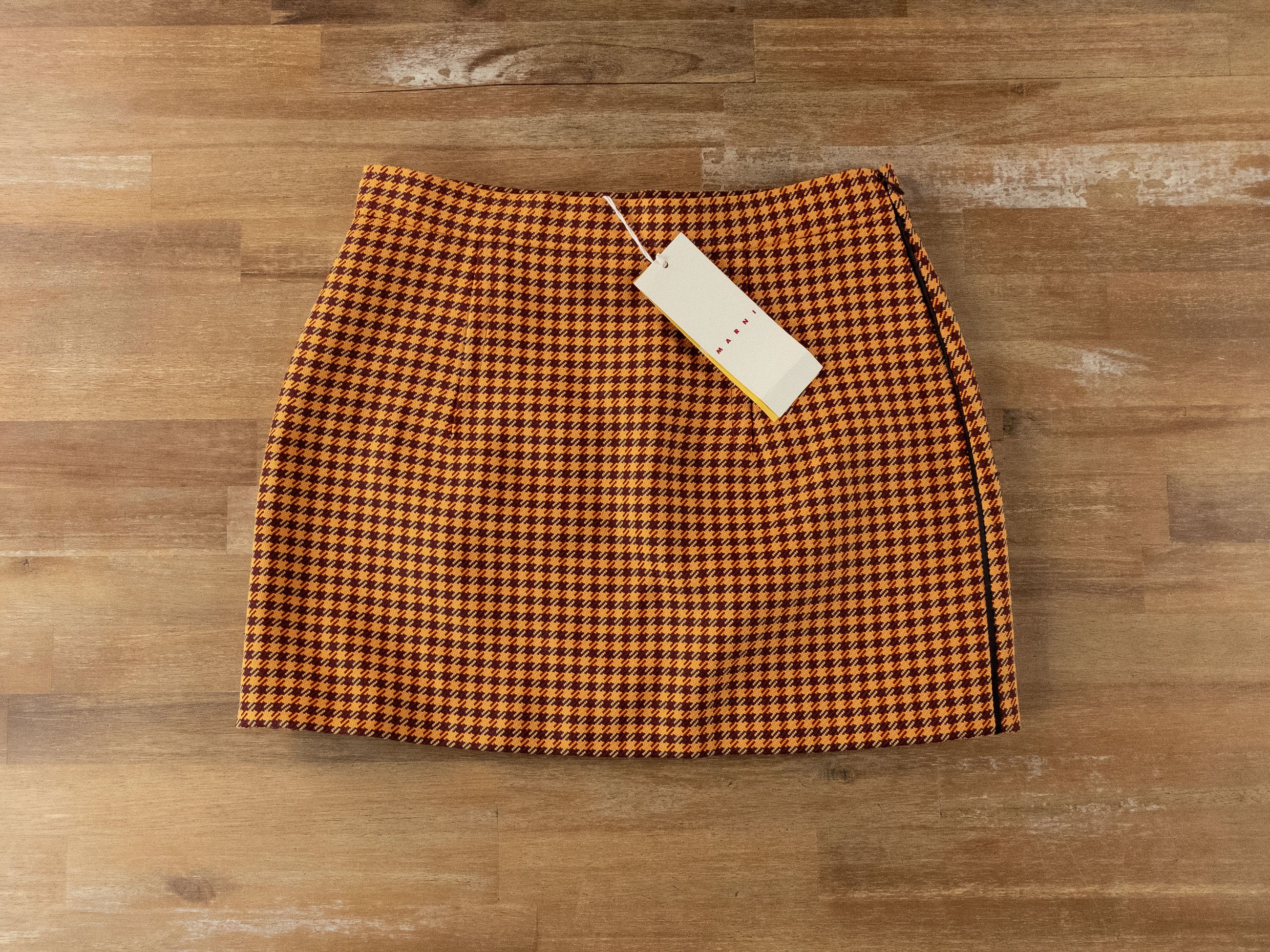 Marni MARNI orange houndstooth mini tweed skirt Size 6 US / 42 IT Size 28" / US 6 / IT 42 - 1 Thumbnail