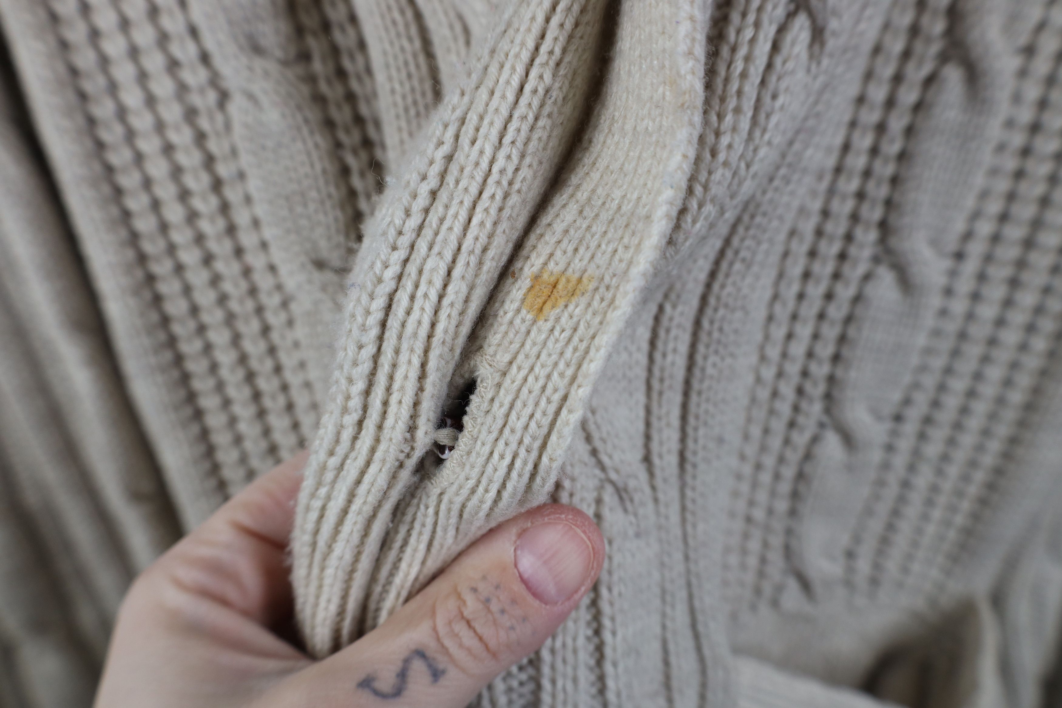 Vintage Vintage 90s Streetwear Cable Knit Fisherman Cardigan Sweater Size US L / EU 52-54 / 3 - 5 Thumbnail