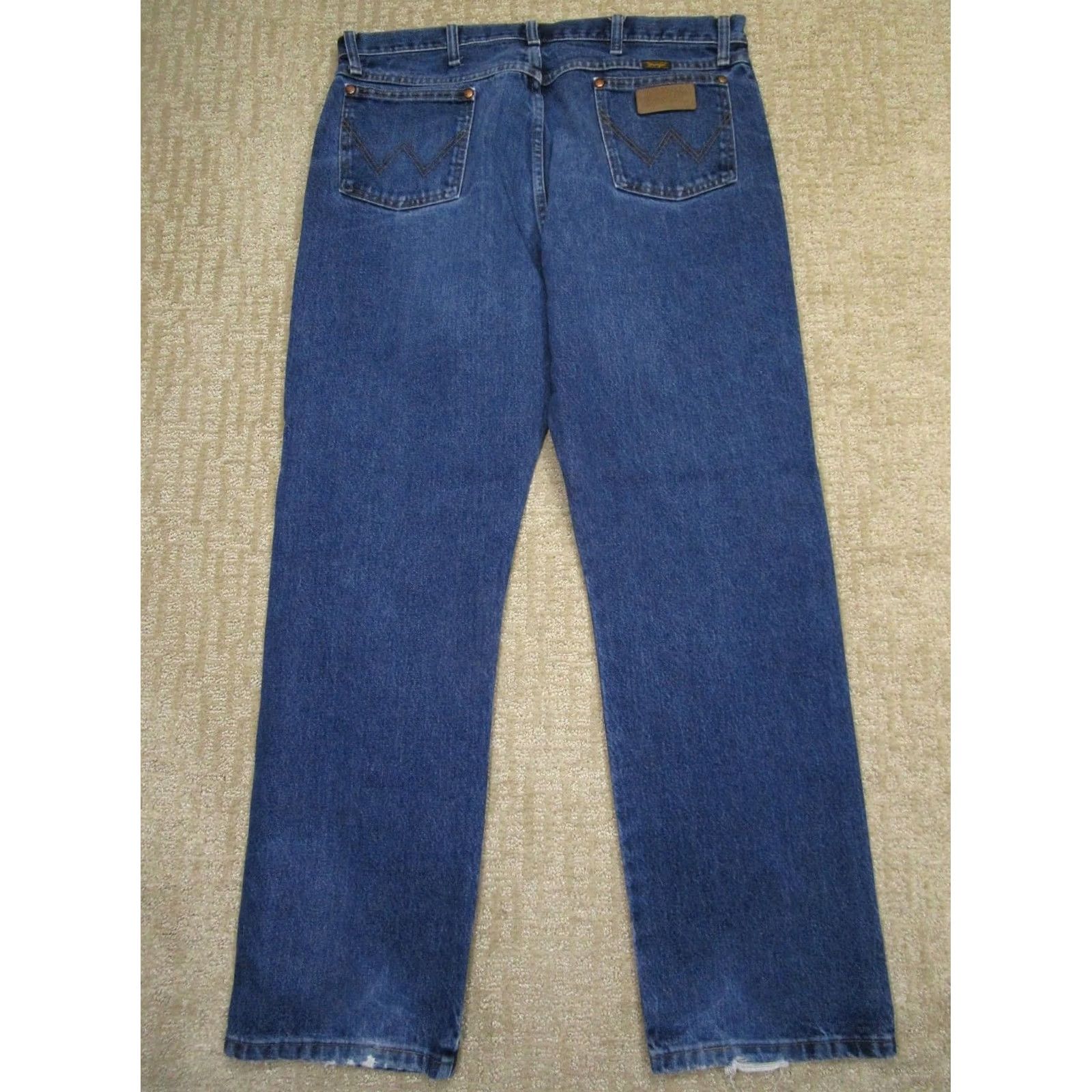 Wrangler Wrangler Jeans Men 36x32 Dark Wash Cowboy Cut Original Fit Western Pants Dark Wrangler Logo 5-Pocket Denim Jeans Mens Regular Fit Blue Size US 36 / EU 52 - 3 Thumbnail
