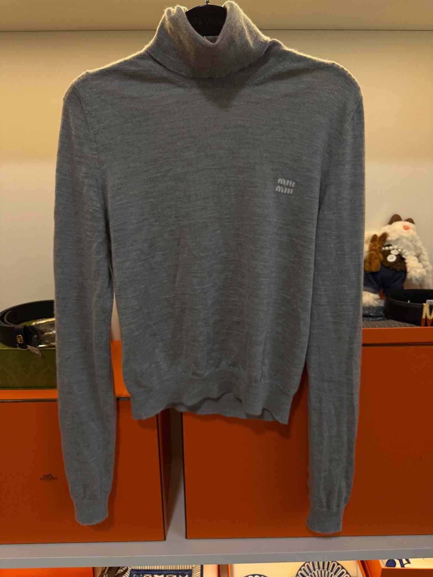 Miu Miu Miu Miu Gray Turtleneck Knit Sweater Size S / US 4 / IT 40 - 1 Thumbnail