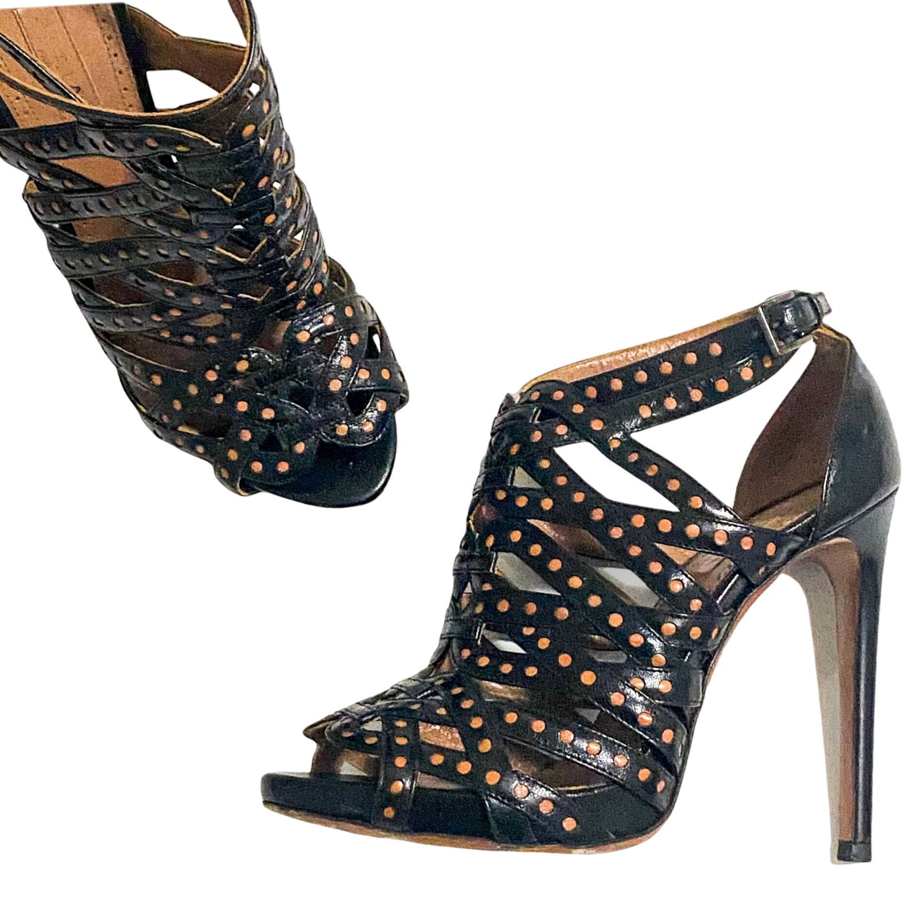 Alaia Alaïa Black Leather Caged High Heel Sandal, 36 EU, in Box Size US 6 / IT 36 - 2 Thumbnail