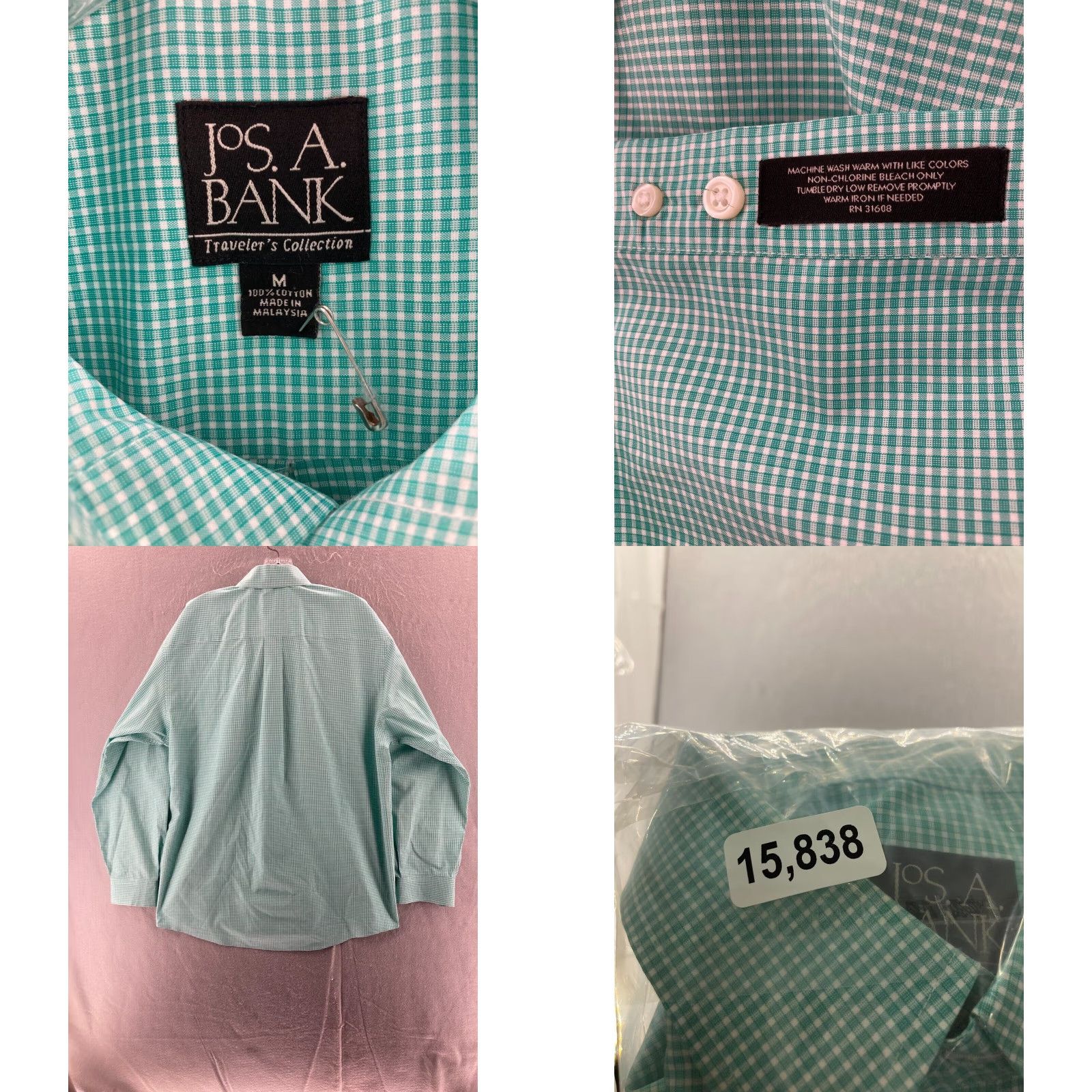 Jos. A. Bank Jos A Bank Traveler Shirt Mens Medium Mint green Size US M / EU 48-50 / 2 - 8 Thumbnail