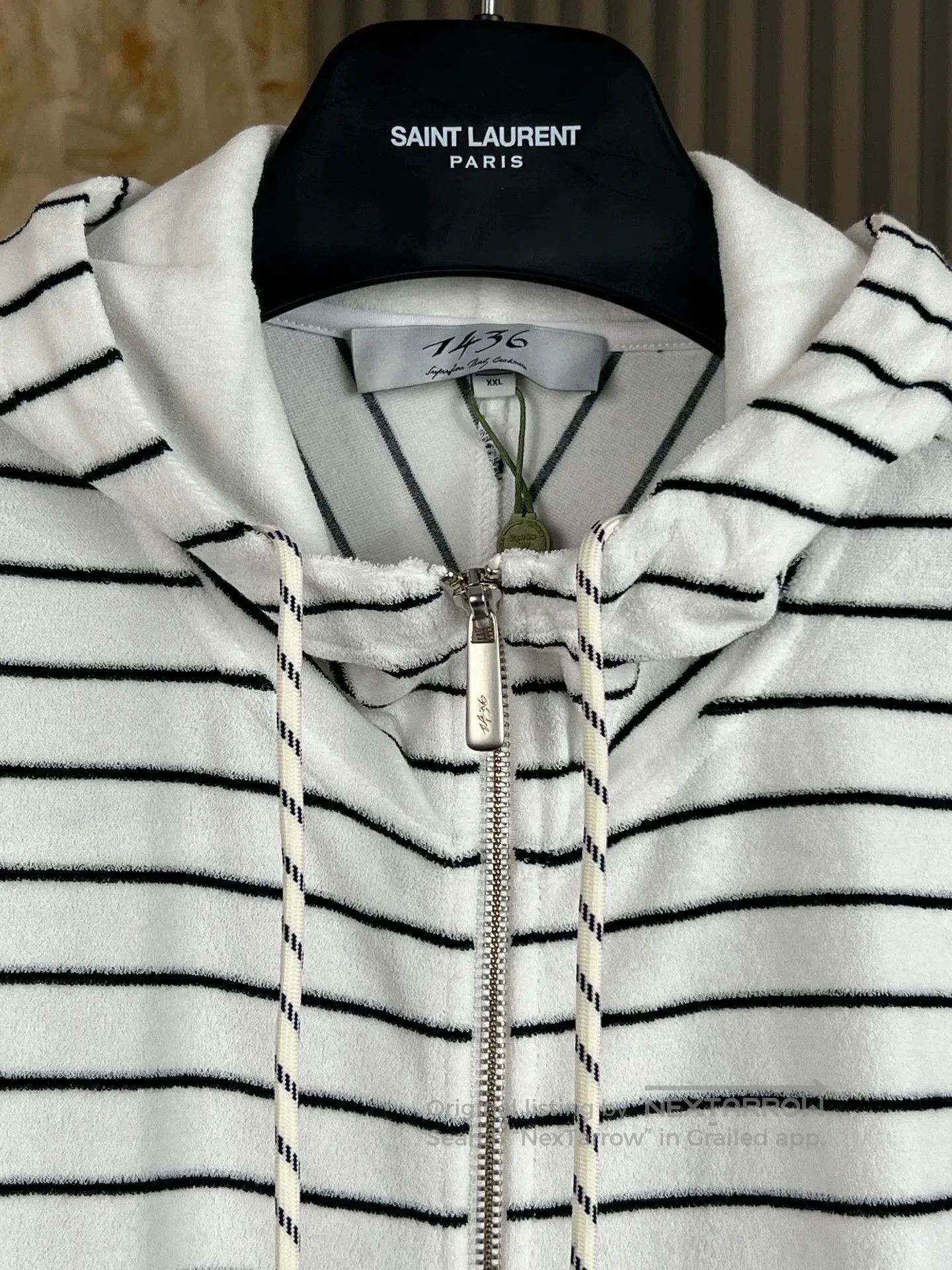 H&M men's white cotton blend zip hoodie. Size US L / EU 52-54 / 3 - 2 Thumbnail