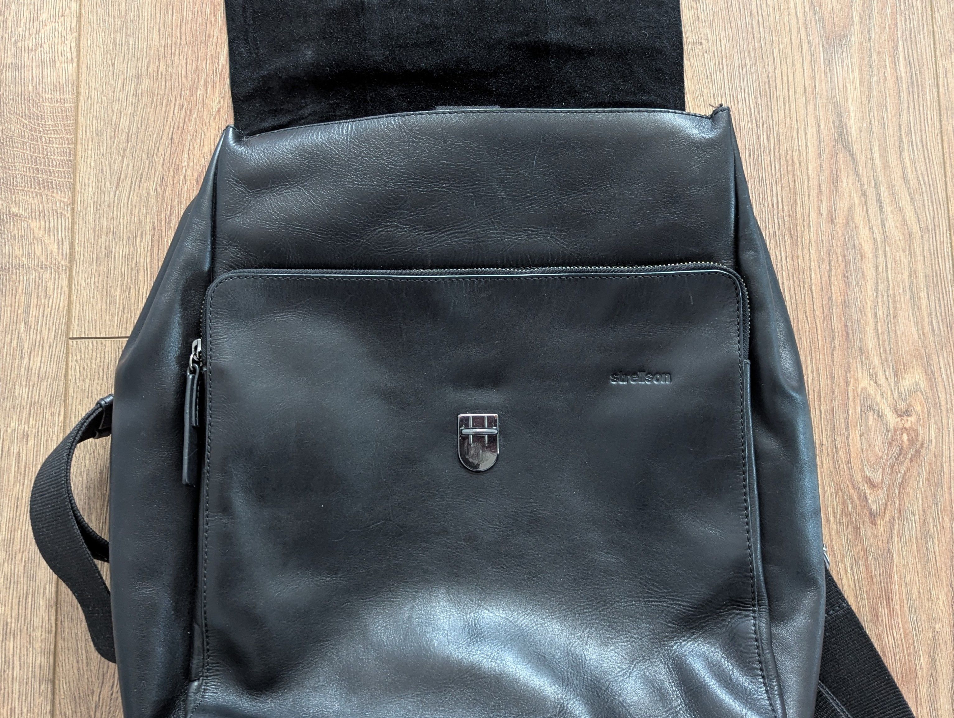 Leather × Strellson Strellson Leather Men's Back Pack Black Rukzak Luxury Brand Size ONE SIZE - 9 Thumbnail