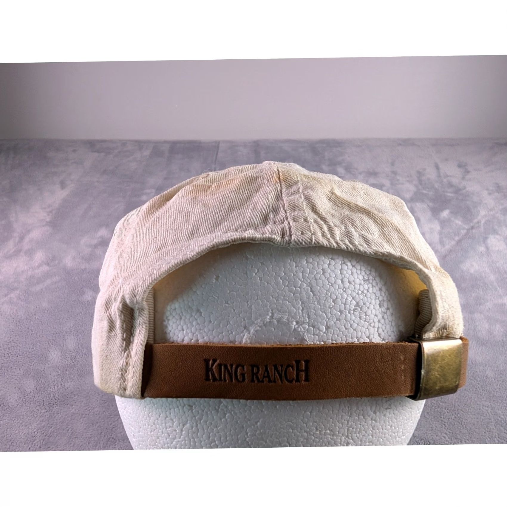 Vintage VINTAGE King Ranch Hat Cream Twill Strapback W Logo Made in USA Mens Hat Size ONE SIZE - 3 Thumbnail
