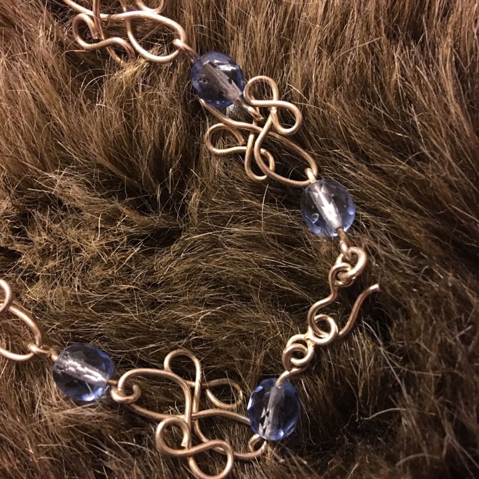 Jewelry Silver scroll design blue faceted bead necklace Size ONE SIZE - 7 Thumbnail