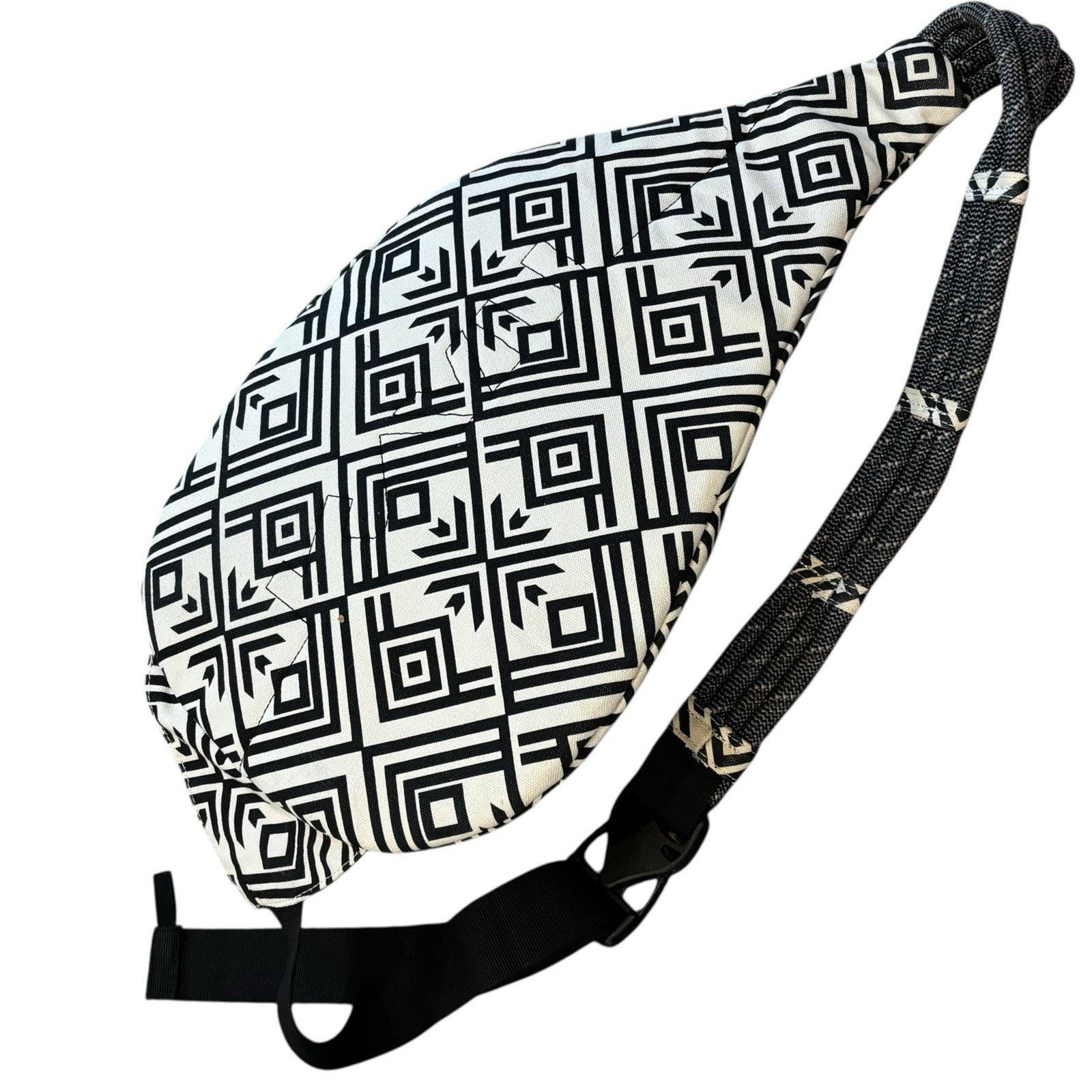 Kavu Rope Sling Bag Black & White Lobby Tile Canvas Pockets, Women's