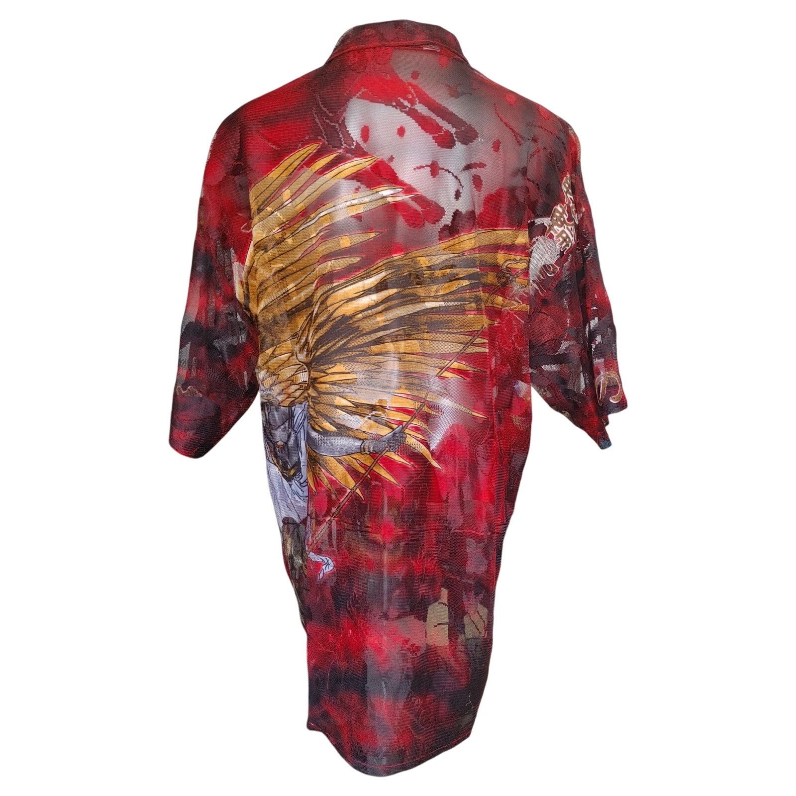 Other Regal Wear Mens L Red Mesh Bttn Dwn Abstract Shirt Size L / US 10 / IT 46 - 2 Thumbnail