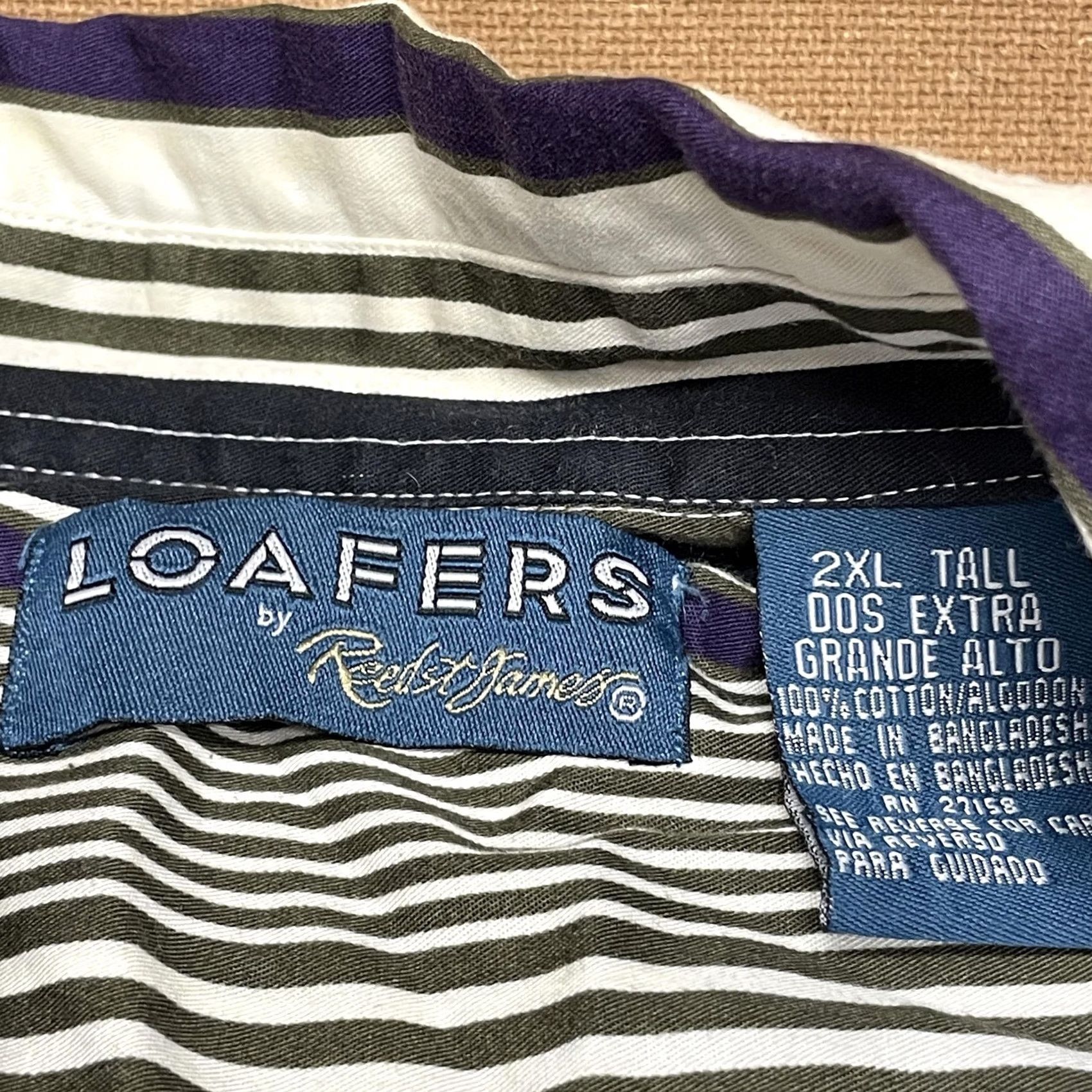 Vintage Loafers by Redfearn's Shirt Mens 2XL Tall Striped Button Down Long Sleeve 2XLT Size US XXL / EU 58 / 5 - 5 Thumbnail