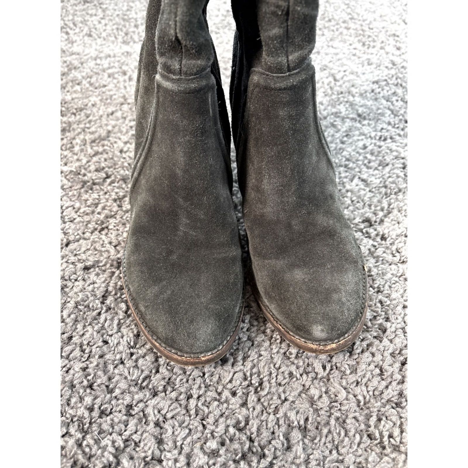 Vince Camuto Vince Camuto Karita Over the Knee Boot Gray 8M Suede Stretch Riding Pull On Women Wheels? Size US 8 / IT 38 - 6 Thumbnail