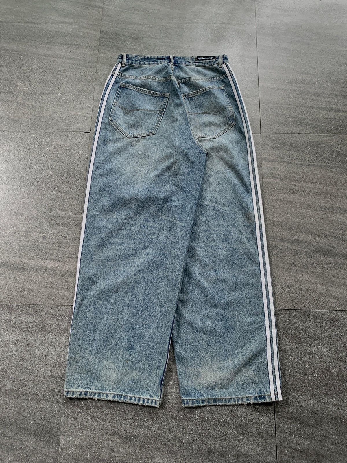 Balenciaga FREE TAX! Adidas 3 Striped Baggy Denim Jeans Size US 32 / EU 48 - 8 Thumbnail