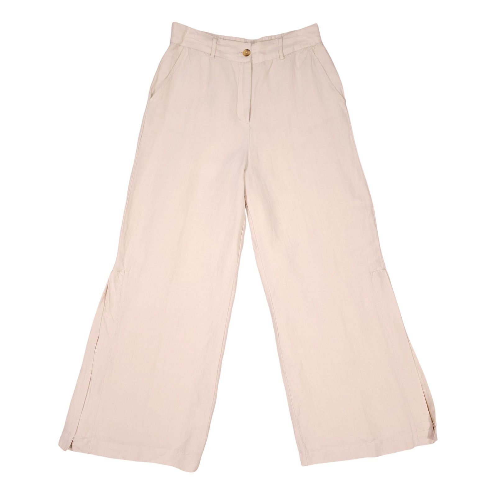 Boston Proper Boston Proper Linen Wide Leg Pants Natural Sz 10 Size 32" / US 10 / IT 46 - 1 Thumbnail