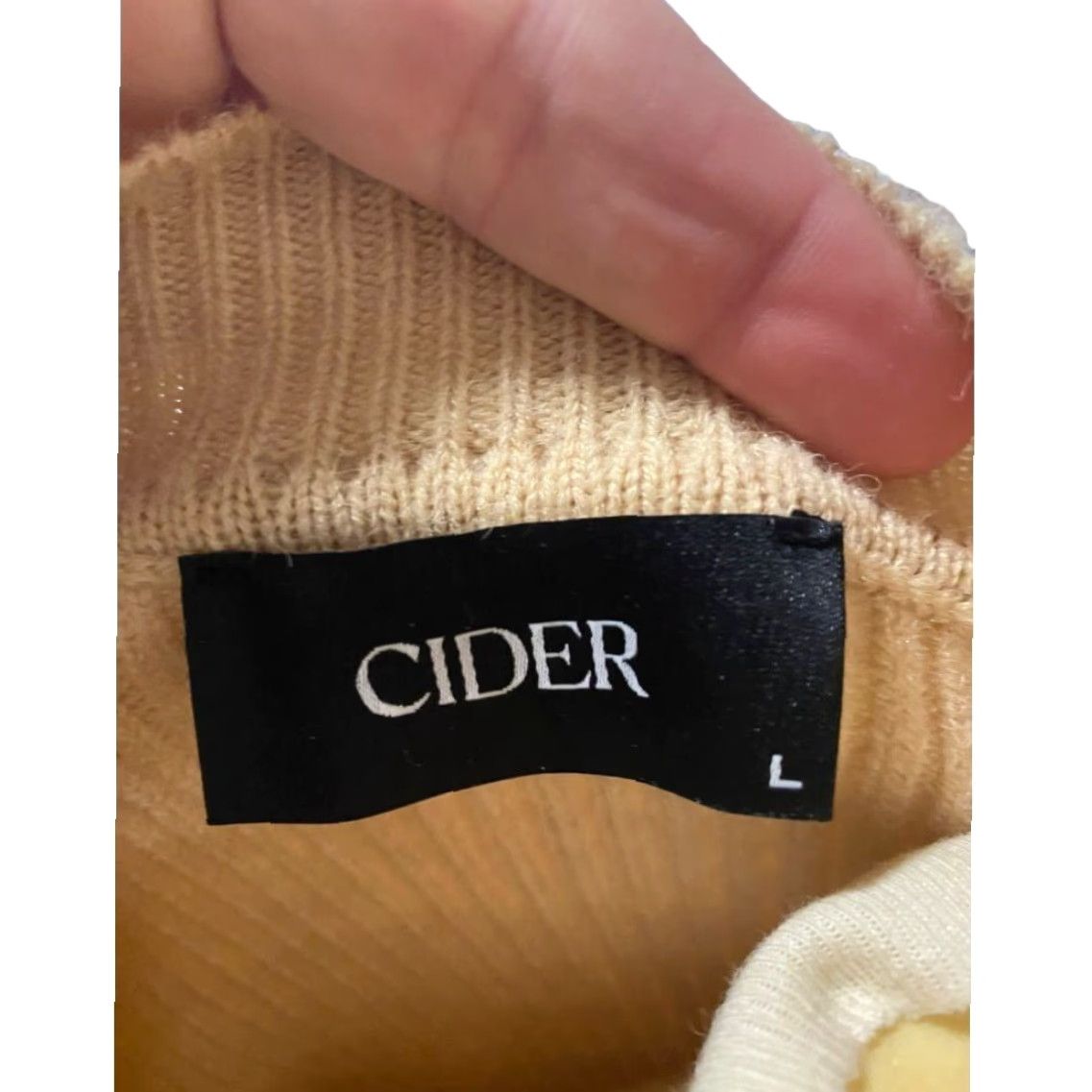 Cider VINTAGE Large Cider Tan Graphic Print Sweater Funnel Neck Ribbed Womens L Brown Long Sleeve Pullover Size L / US 10 / IT 46 - 6 Thumbnail
