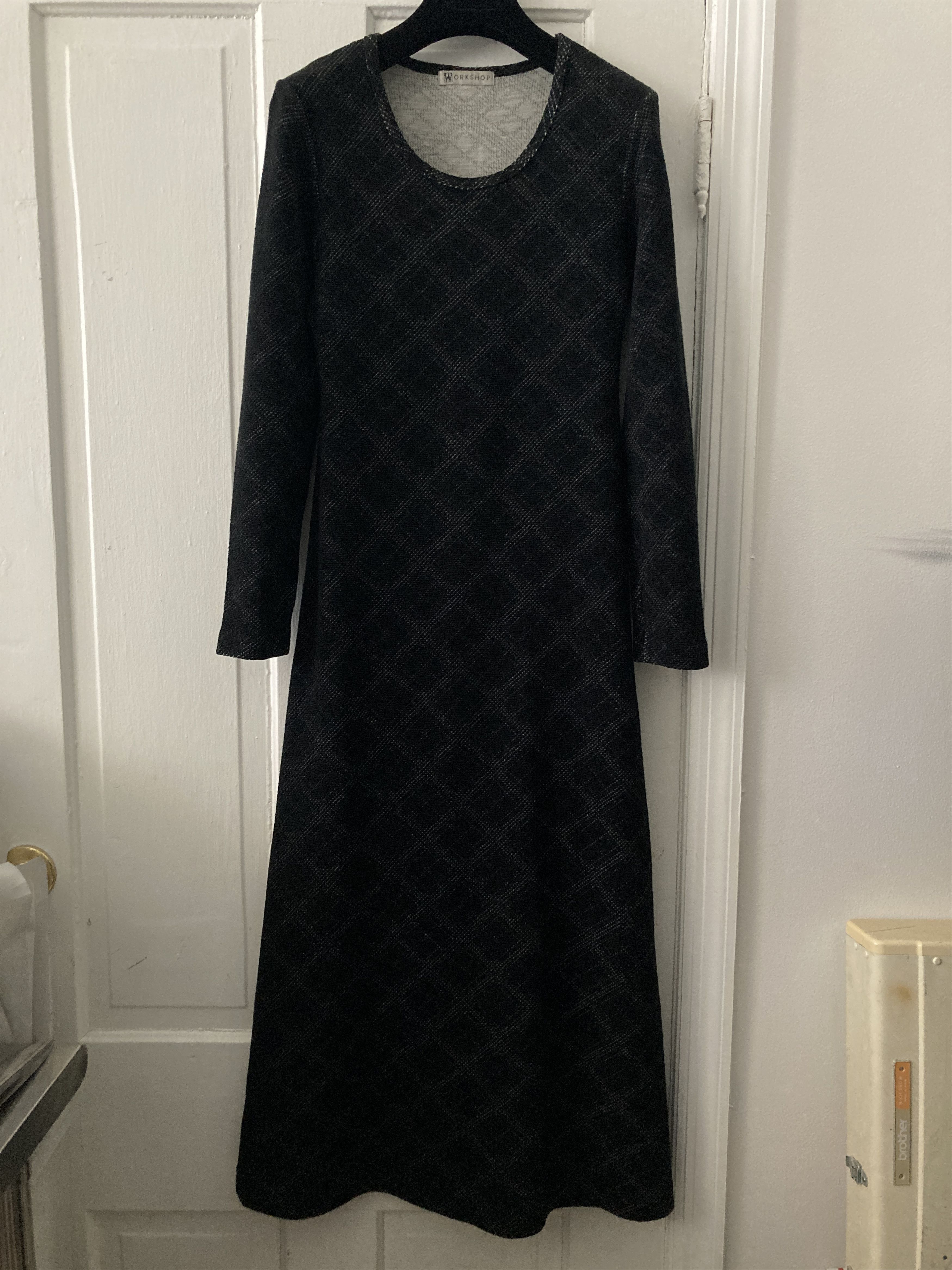 image of Yohji Yamamoto Workshop Knit Bias Plaid Pattern Dress in Black, Women's (Size Medium)