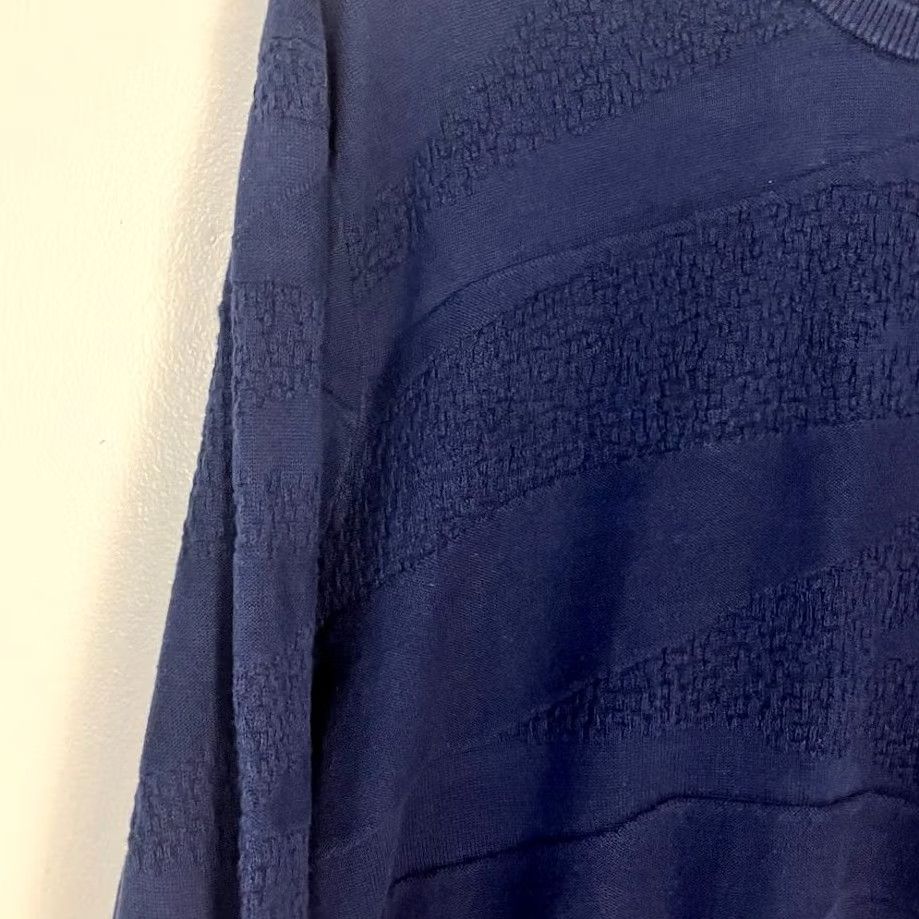 Alfani ALFANI Navy Blue Textured Crew Neck Long Sleeve Cotton Sweater Mens XL Pullover Knit Shirt Cardigan Style Regular Fit Women? Size US XL / EU 56 / 4 - 5 Thumbnail