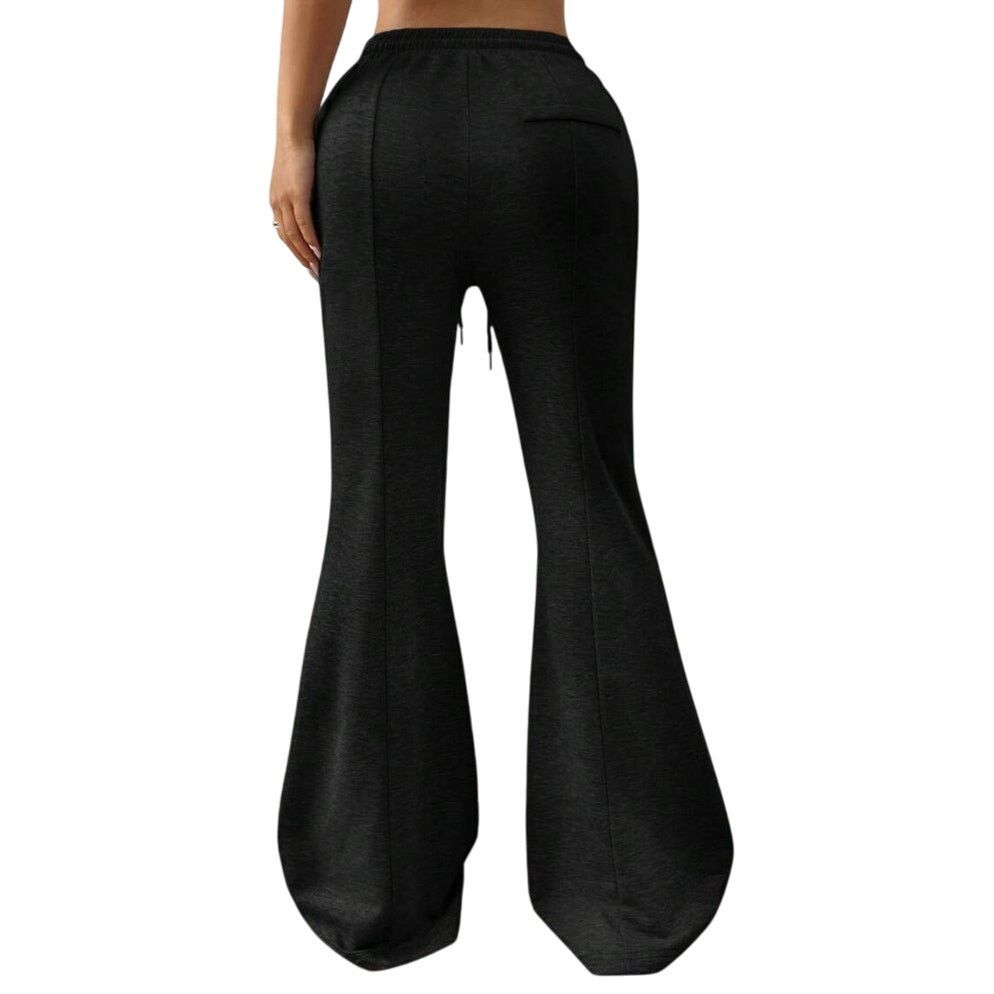 Shein Drawstring Waist Casual Flared Pants in Black, Size S Size 26" / US 2 / IT 38 - 2 Thumbnail