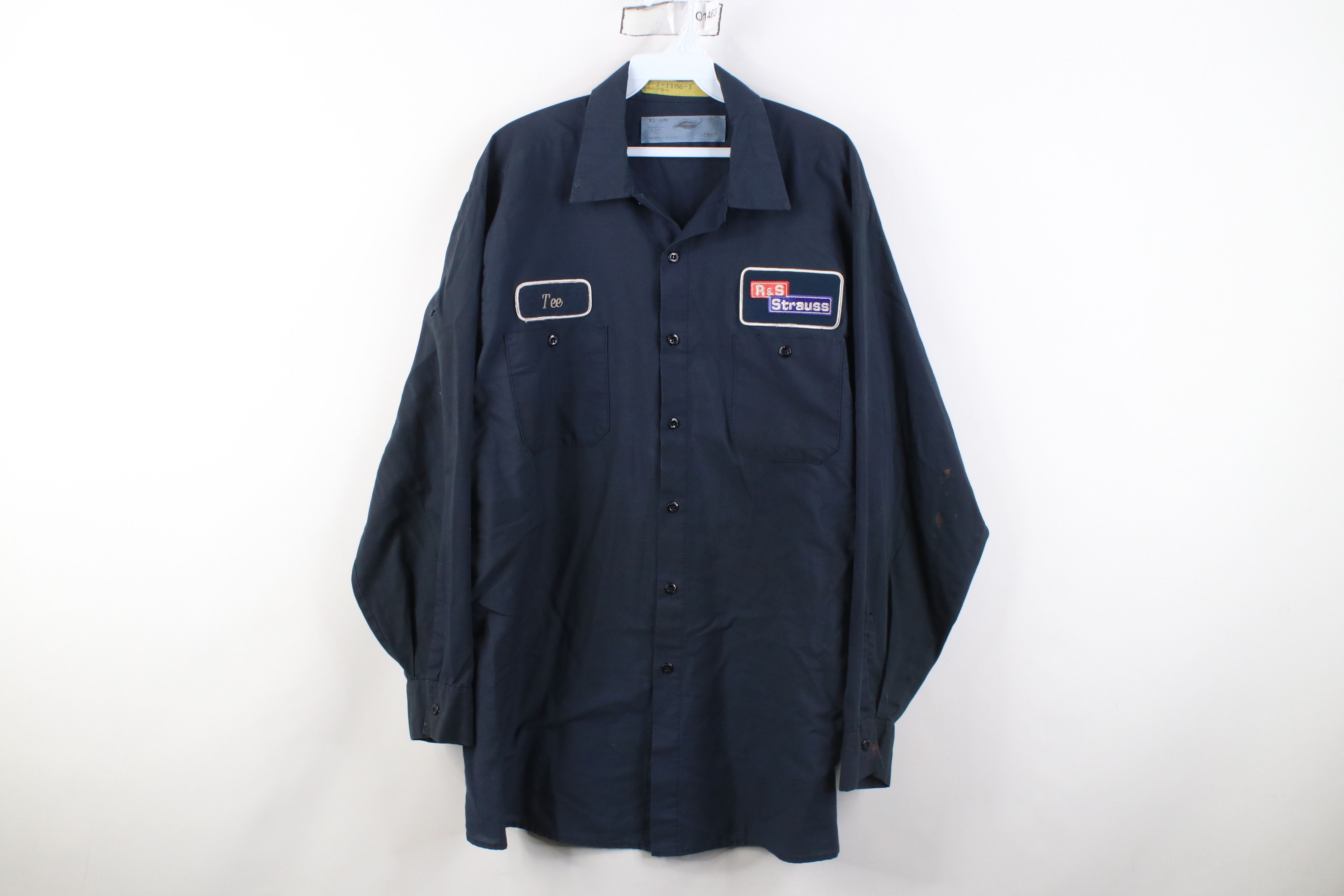 Vintage Vintage 90s Workwear Mechanic Button Shirt Blue USA Size US XL / EU 56 / 4 - 1 Thumbnail